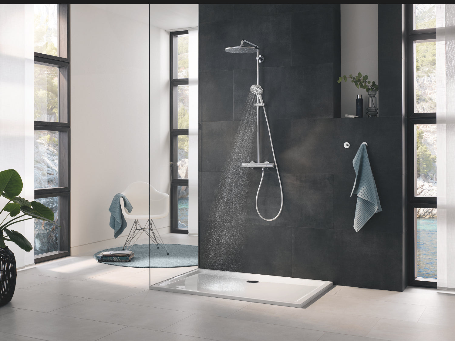 Grohe Rainshower System termostatbatteri 2hul m/hoved/håndbr mes