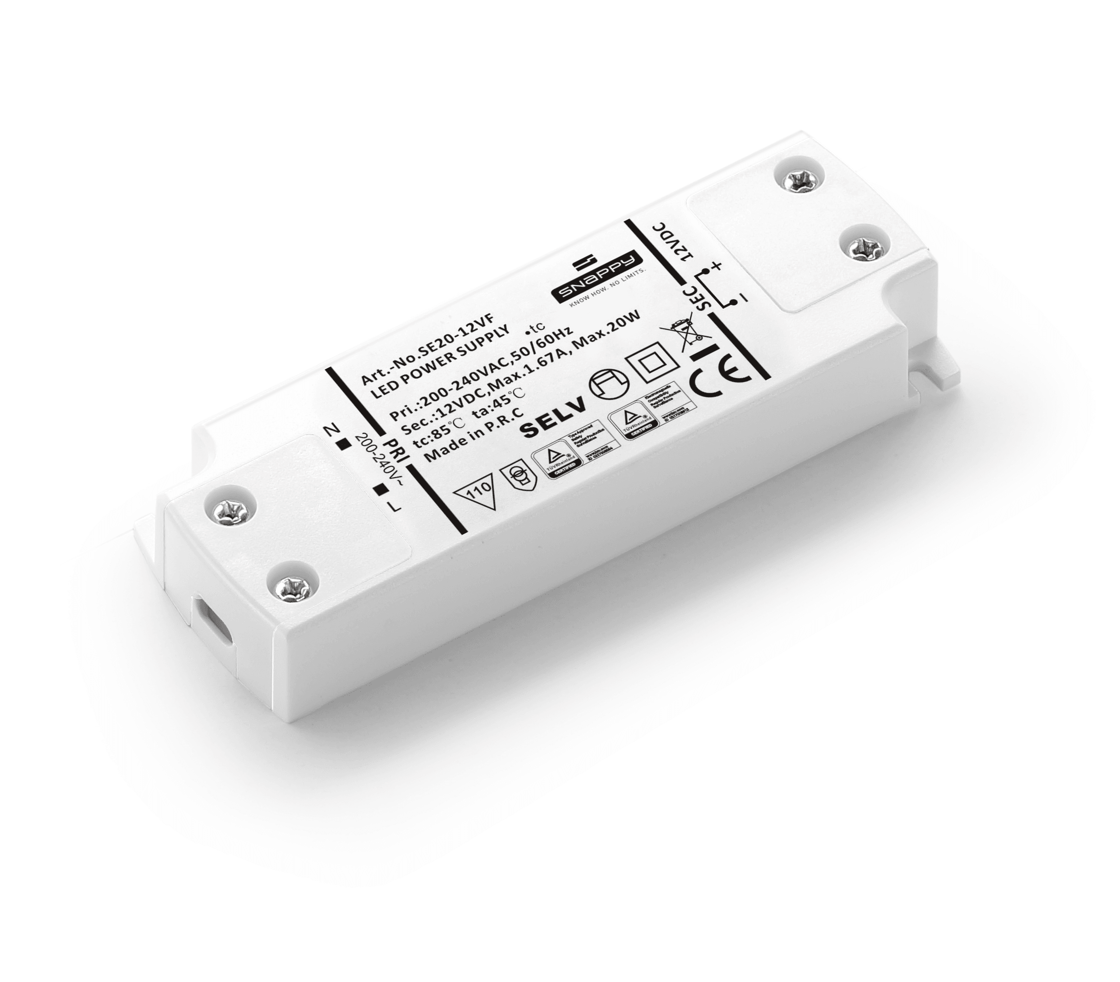LED Driver Snappy 20W 12VDC, ikke dæmpbar