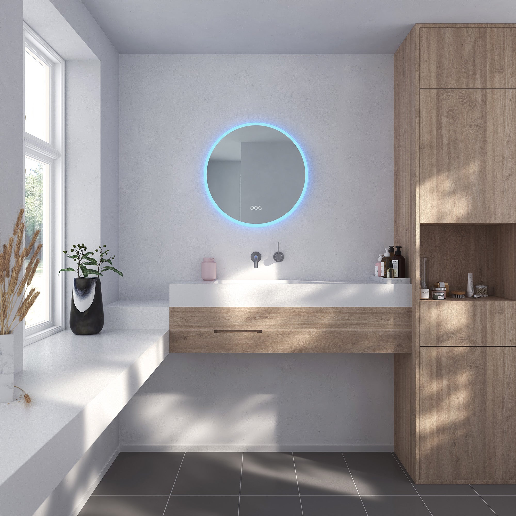 Loevschall Johannesburg RGB spejl Ø60 cm med MultiWhite og RGB