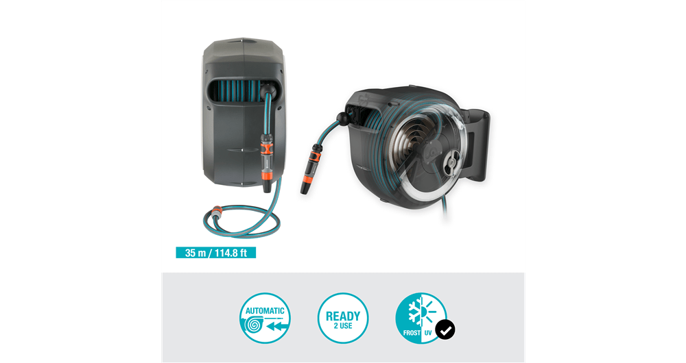 Gardena RollUp XL vægslangeboks, hvid, 35 m, 13 mm
