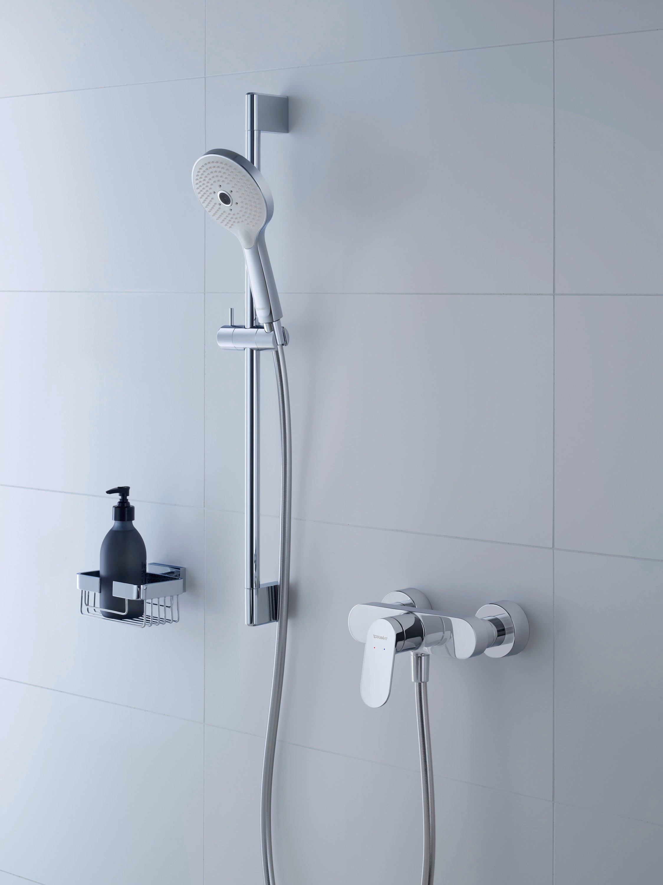 Duravit brusesæt 700, 3jet Clik med silikonedyser, krom