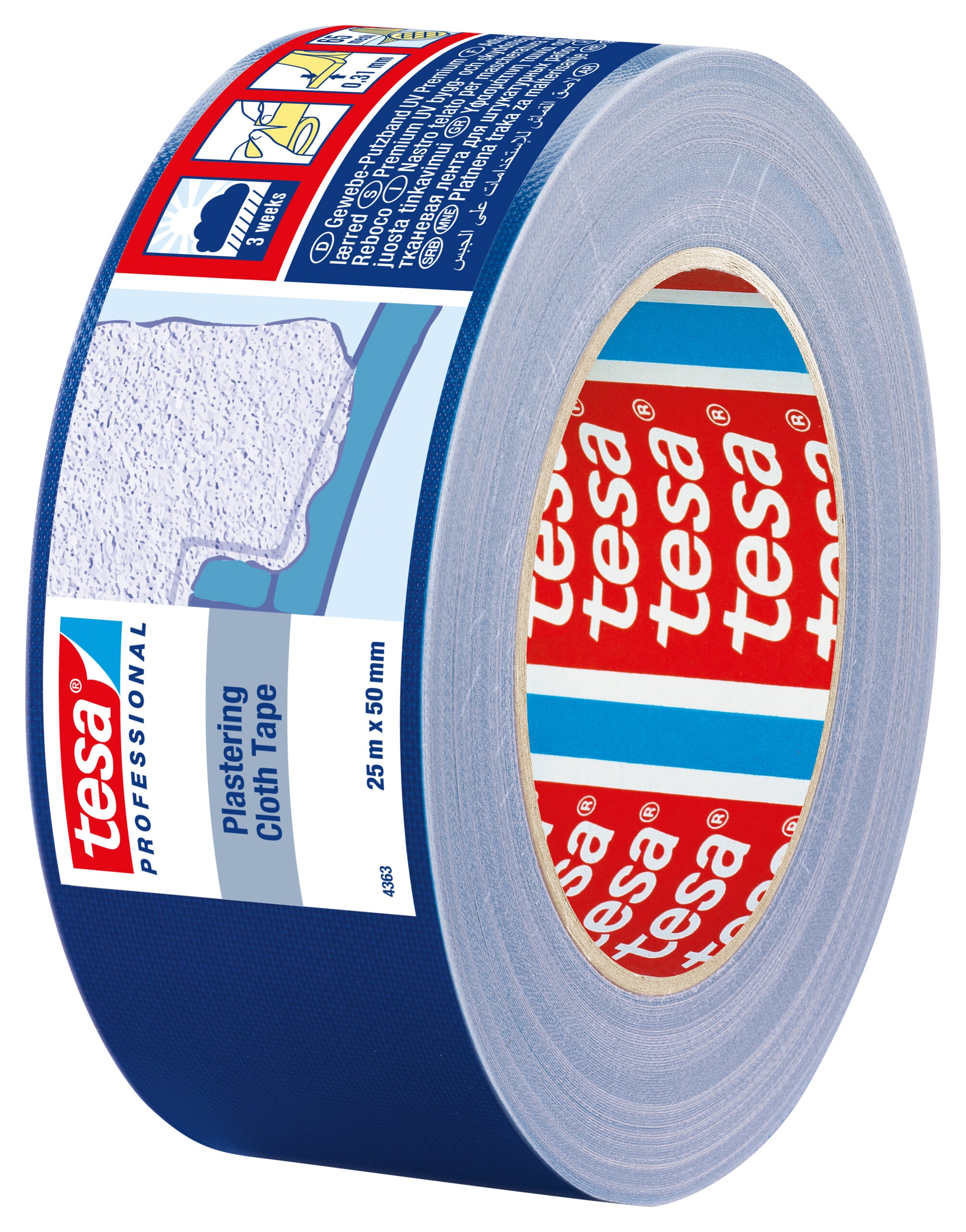 LÆRREDSTAPE BLÅ UV 4363 25MX50MM
