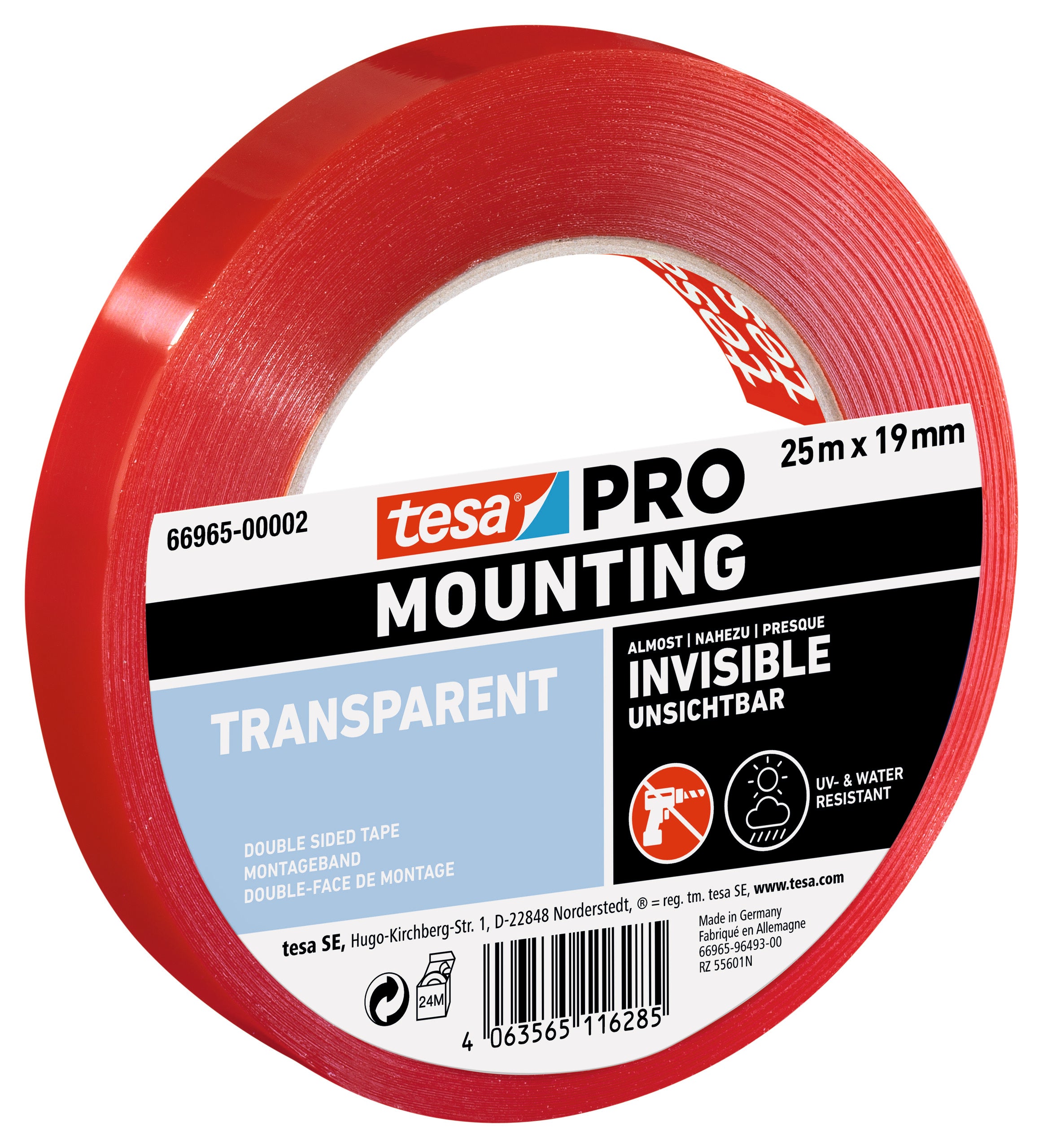 MONTERINGSTAPE PRO 66965 KLAR 25MX19MM