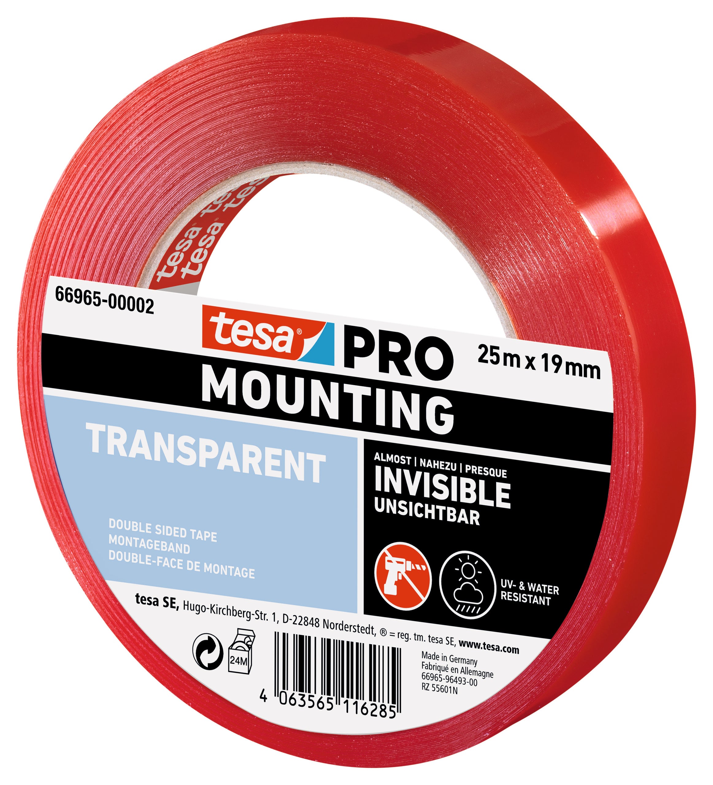MONTERINGSTAPE PRO 66965 KLAR 25MX19MM