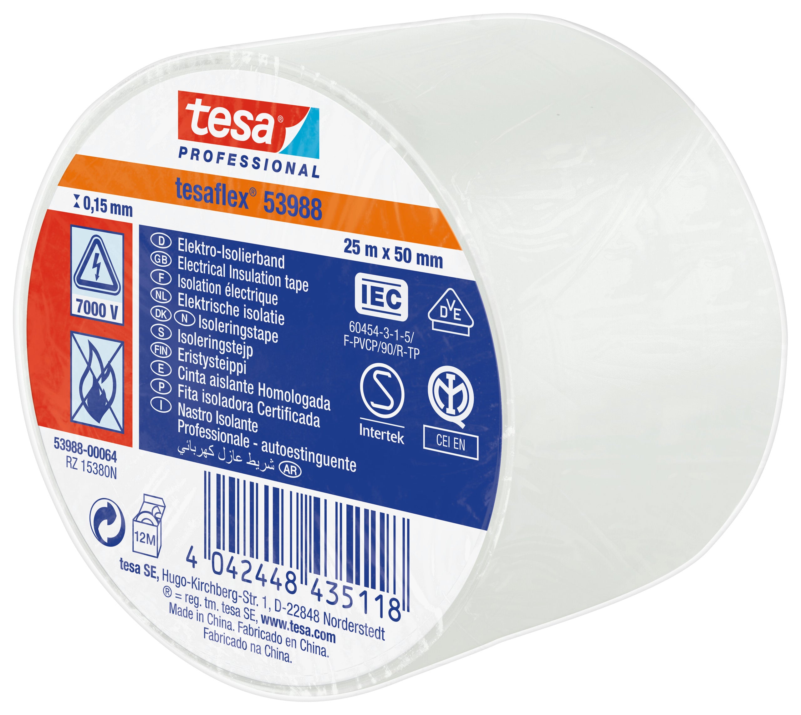 ISOLERINGSTAPE VDE/IEC PVC 25MX50MM HVID