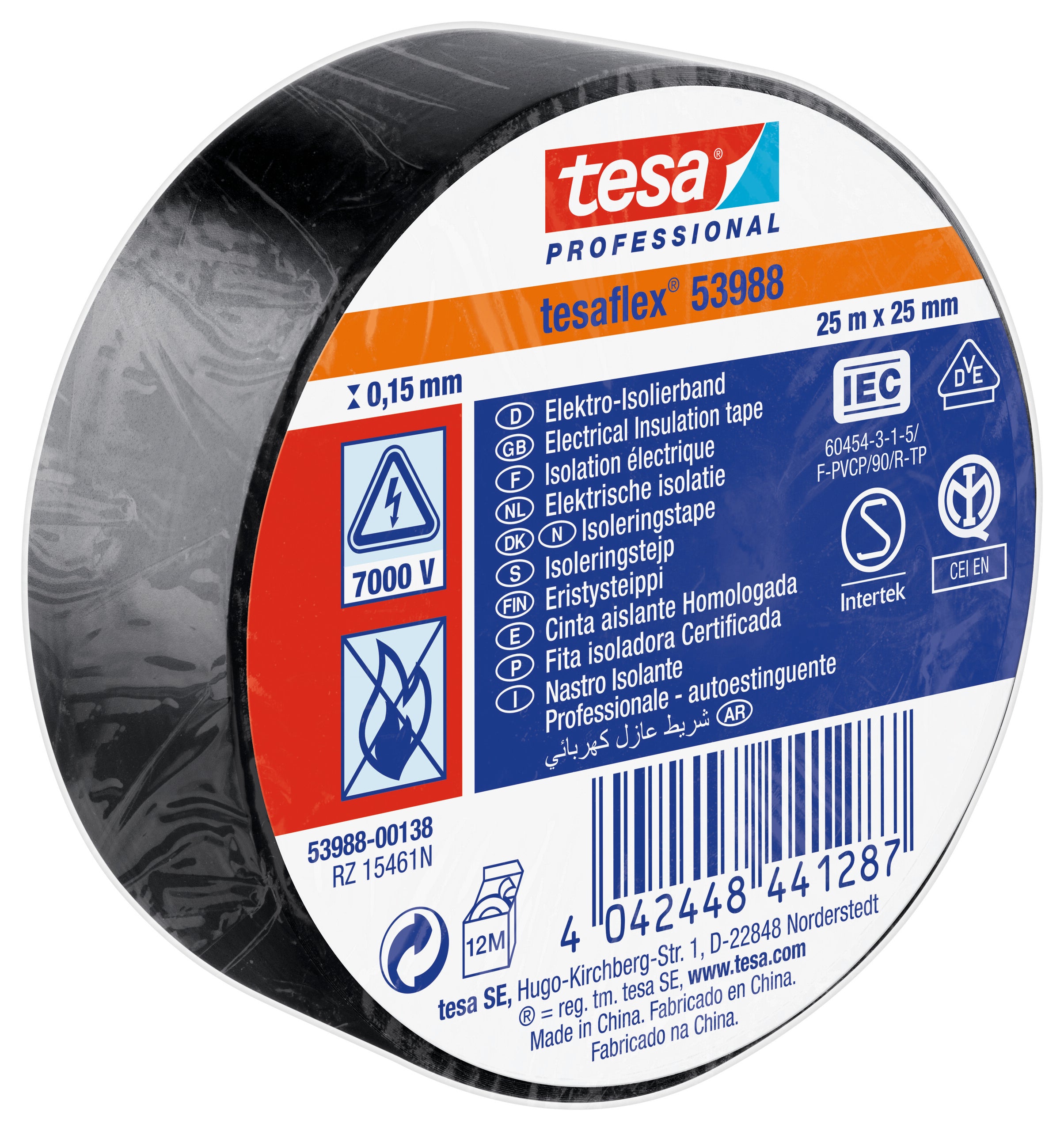 ISOLERINGSTAPE VDE/IEC PVC 25MX25MM SORT