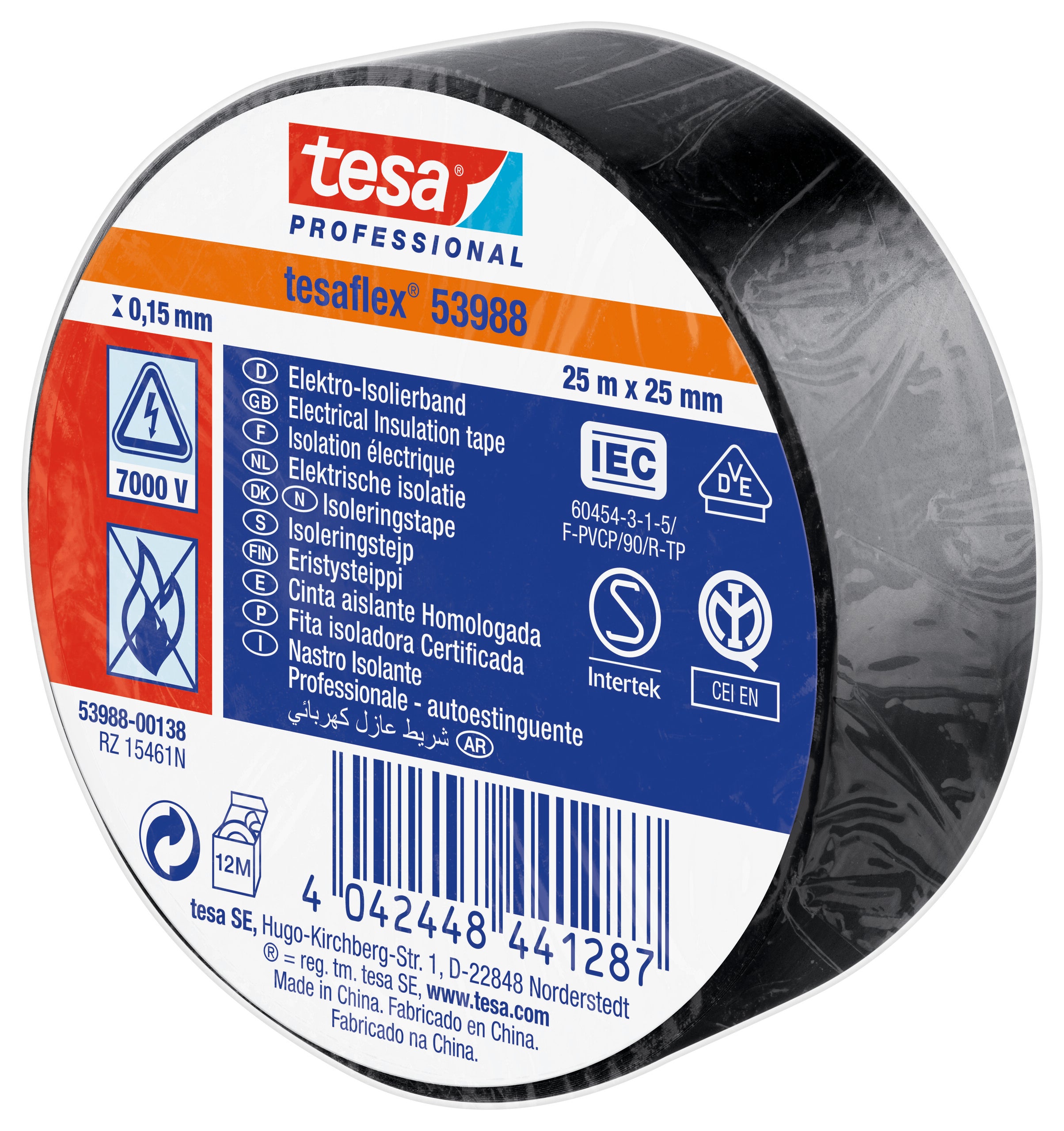 ISOLERINGSTAPE VDE/IEC PVC 25MX25MM SORT