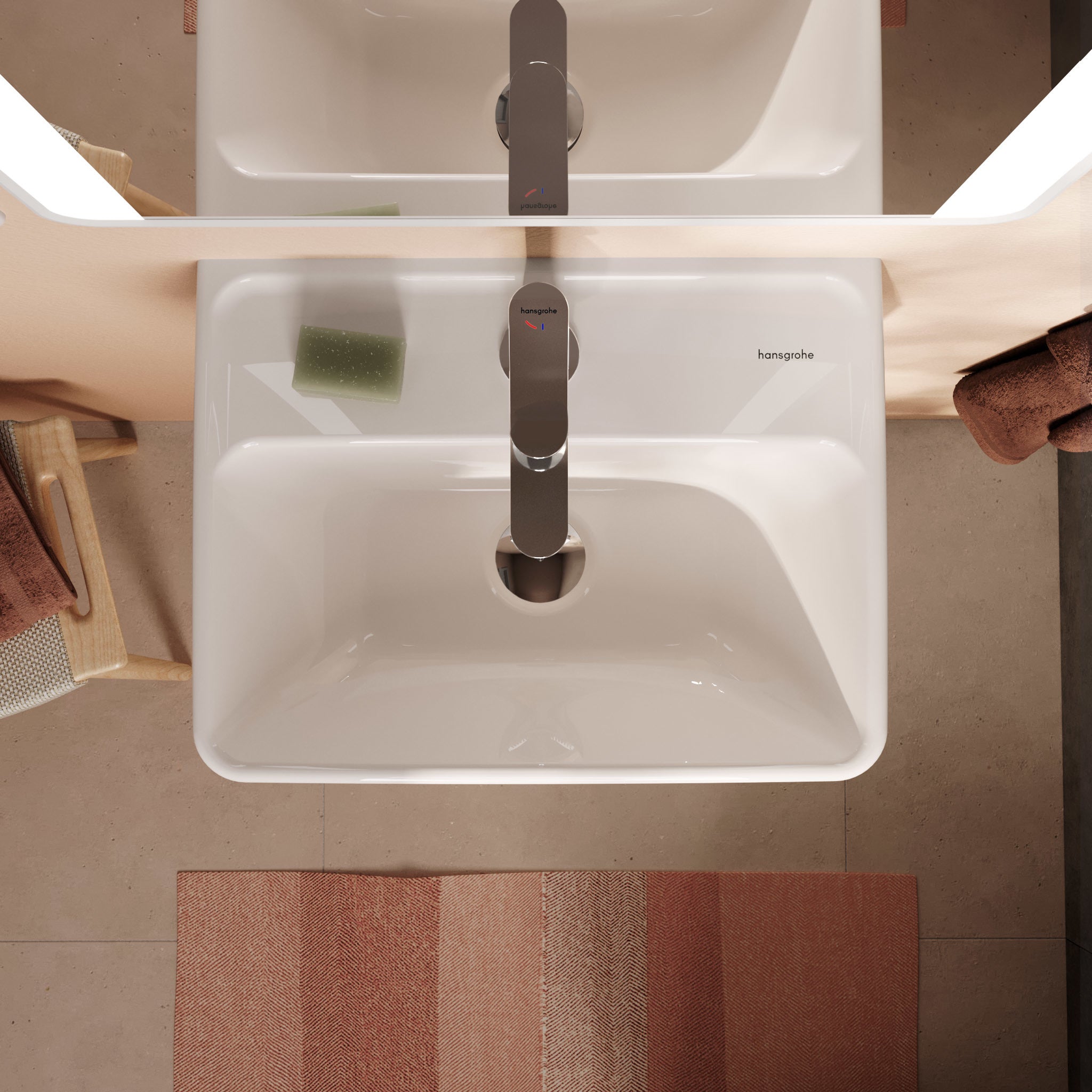 HANSGROHE Xanuia Q håndvask 450x340mm hh midt t/væg porcelæn hvi