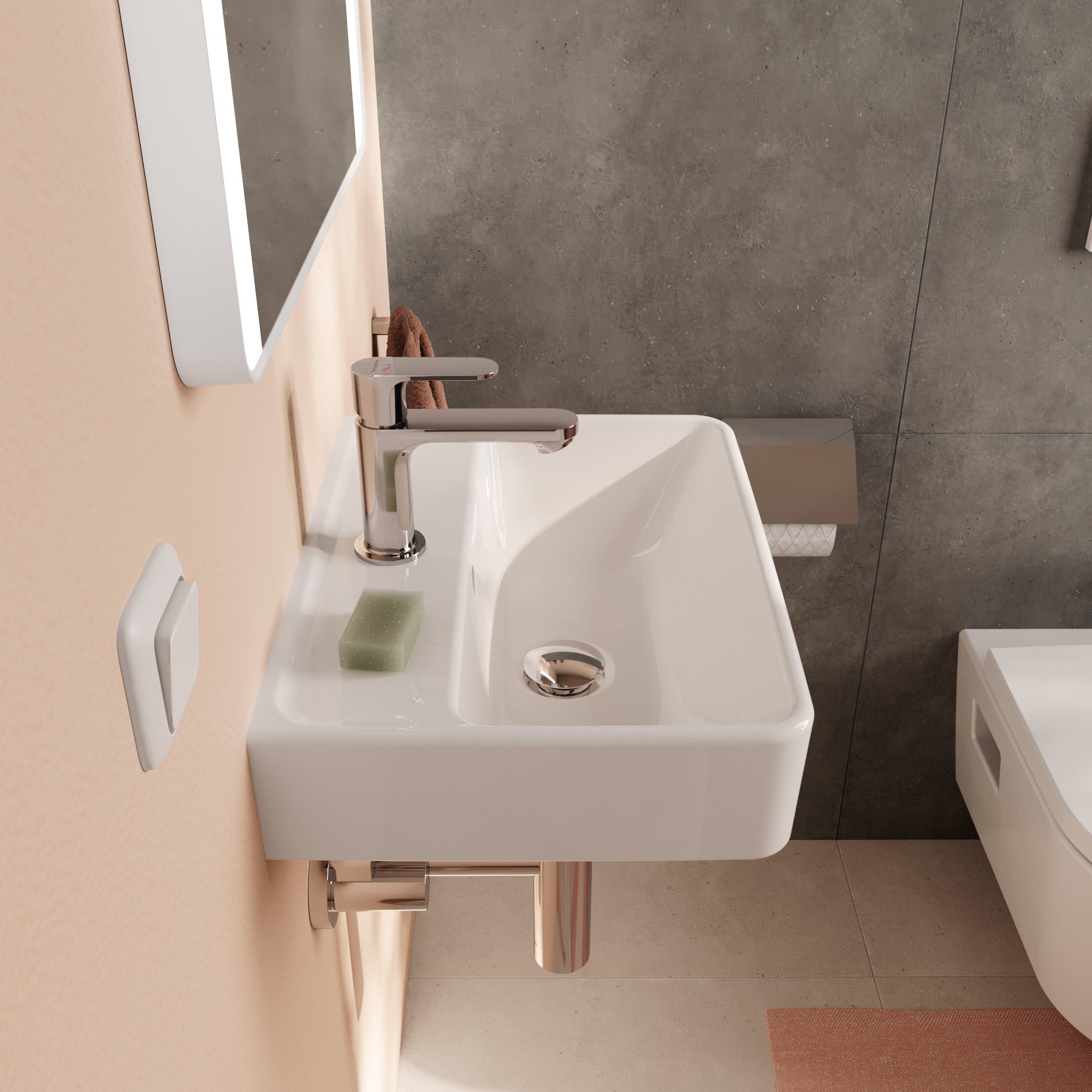 HANSGROHE Xanuia Q håndvask 450x340mm hh midt t/væg porcelæn hvi