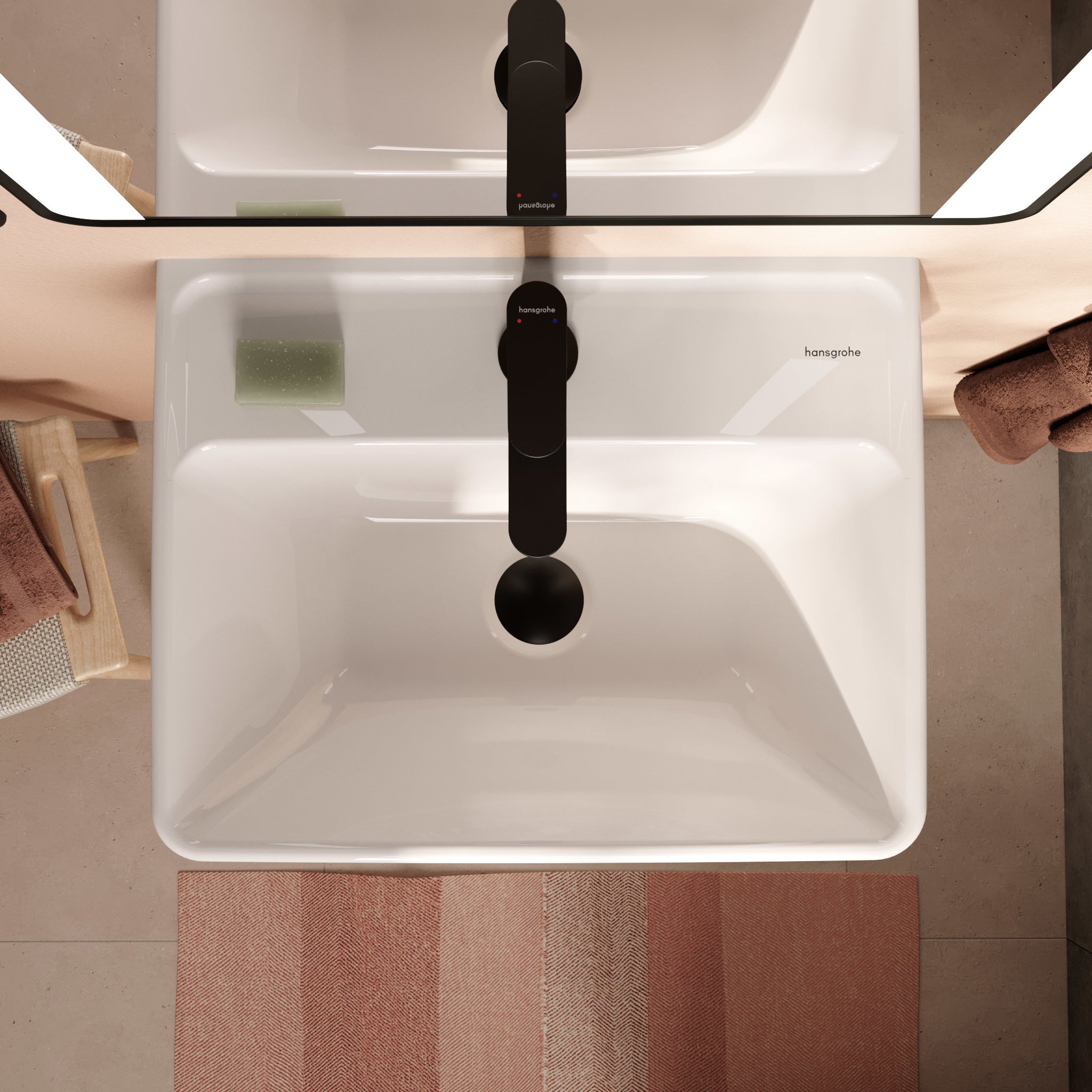 HANSGROHE Xanuia Q håndvask 500x390mm hh midt t/væg porcelæn hvid