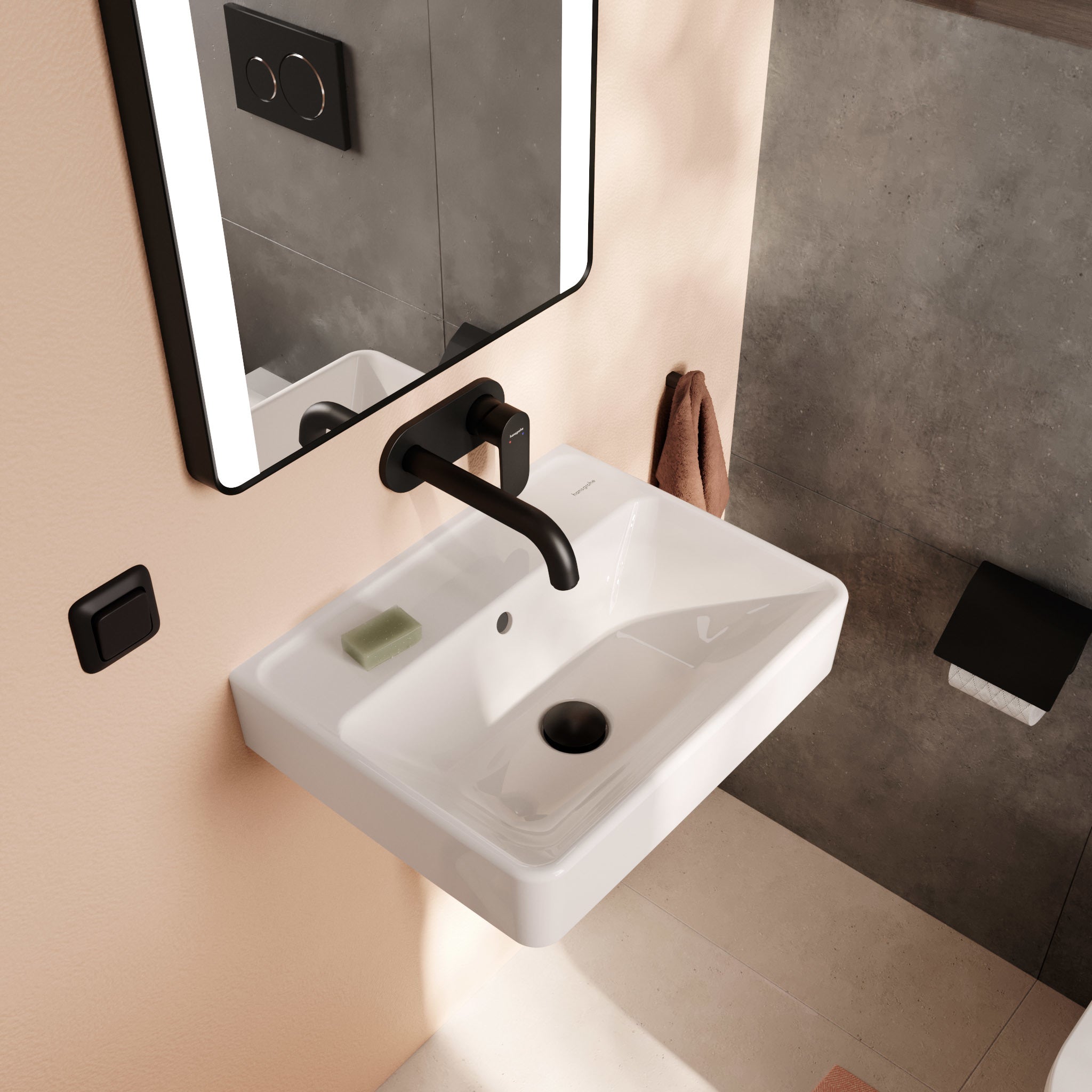HANSGROHE Xanuia Q håndvask 500x390mm u/hh t/væg porcelæn SmartC