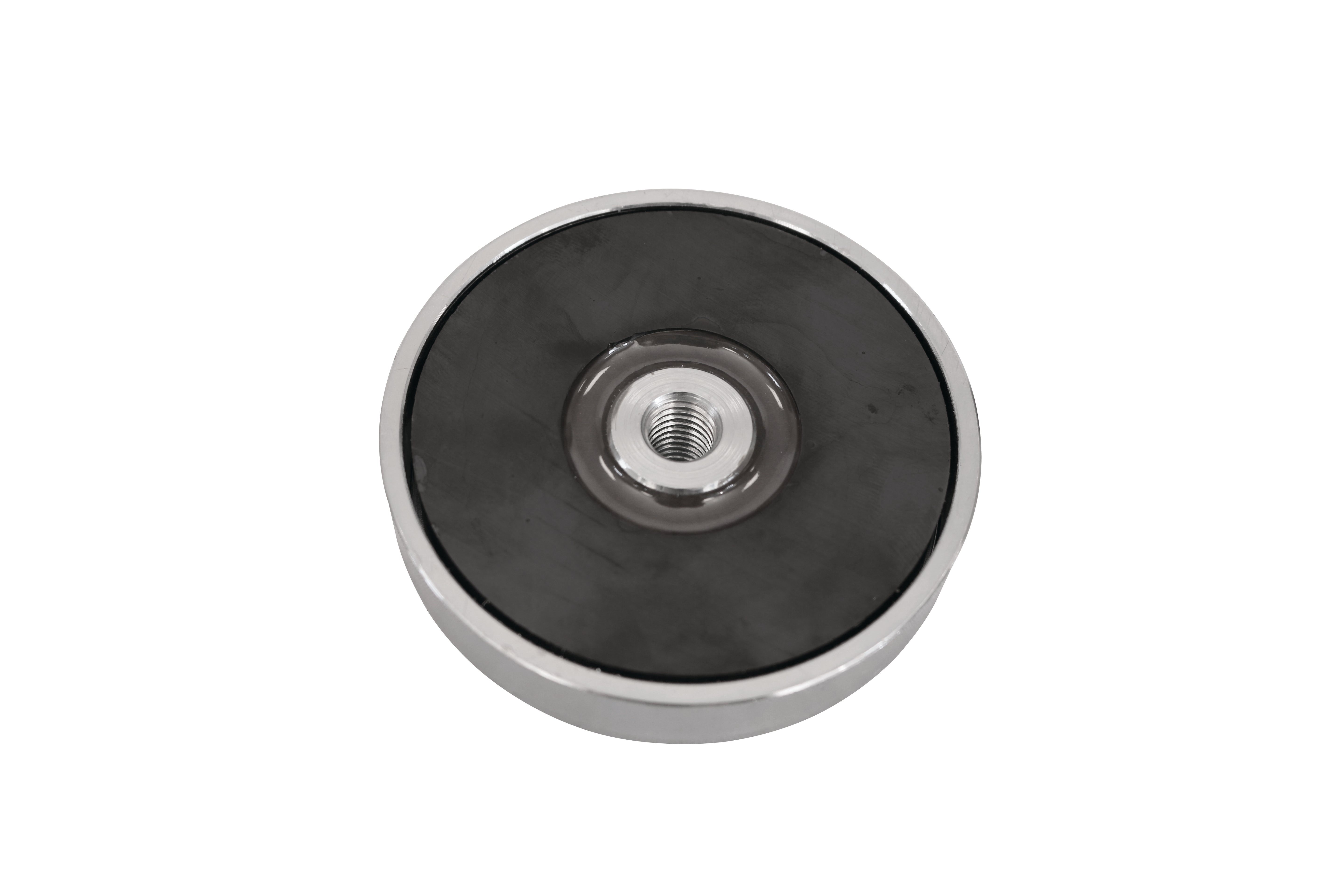 Ferrit pottemagnet Ø63 x 14 mm, M8 gevindhul