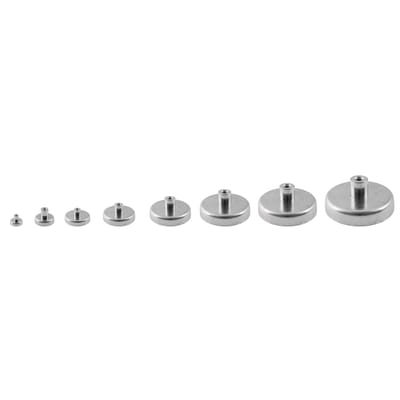 Ferrit pottemagnet Ø32 x 7 mm, M4 gevindbøsning