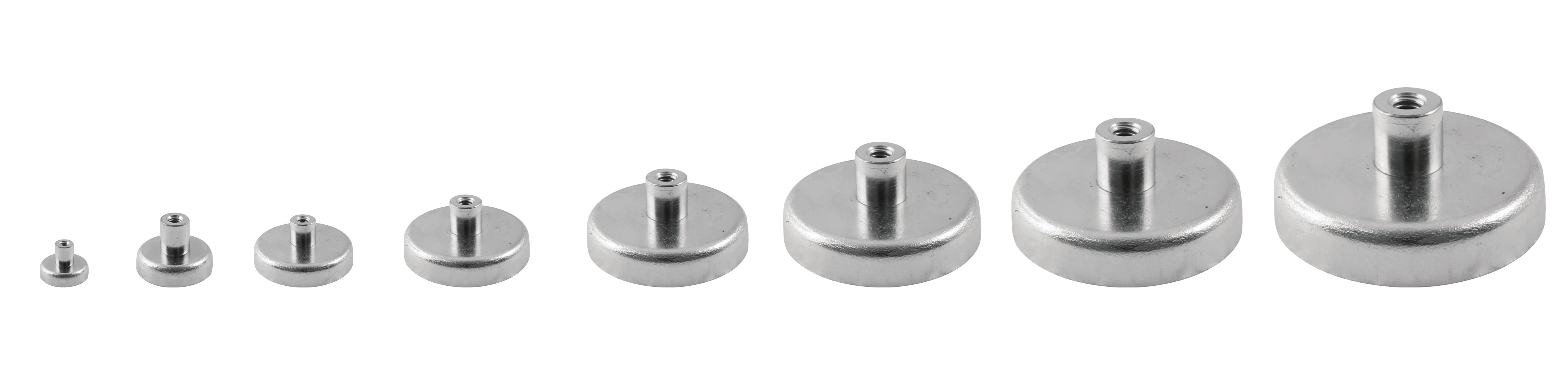 Ferrit pottemagnet Ø63 x 14 mm, M8 gevindbøsning