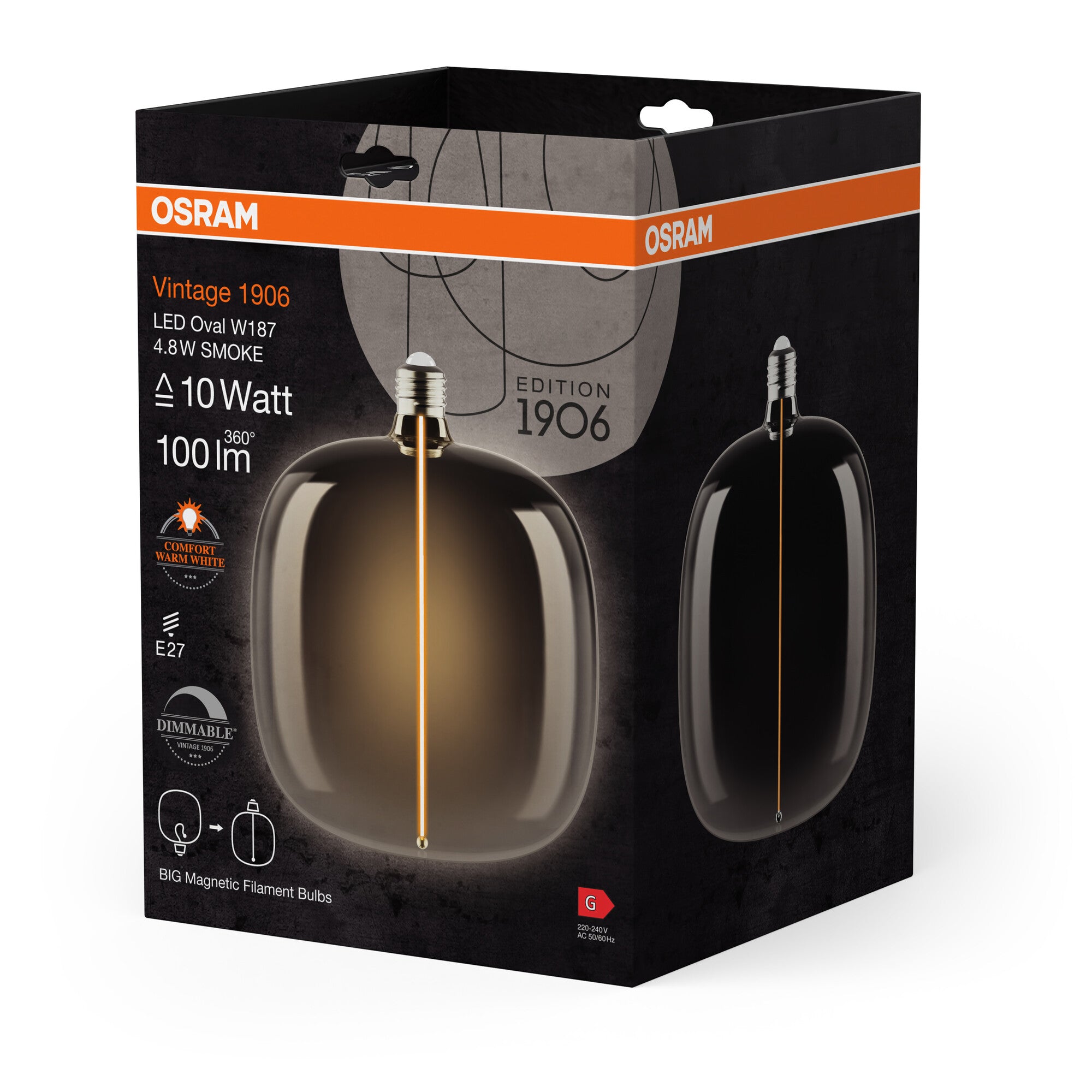 1906 BIG OVAL MAG SMOKE 4,8W/818 E27 DIM