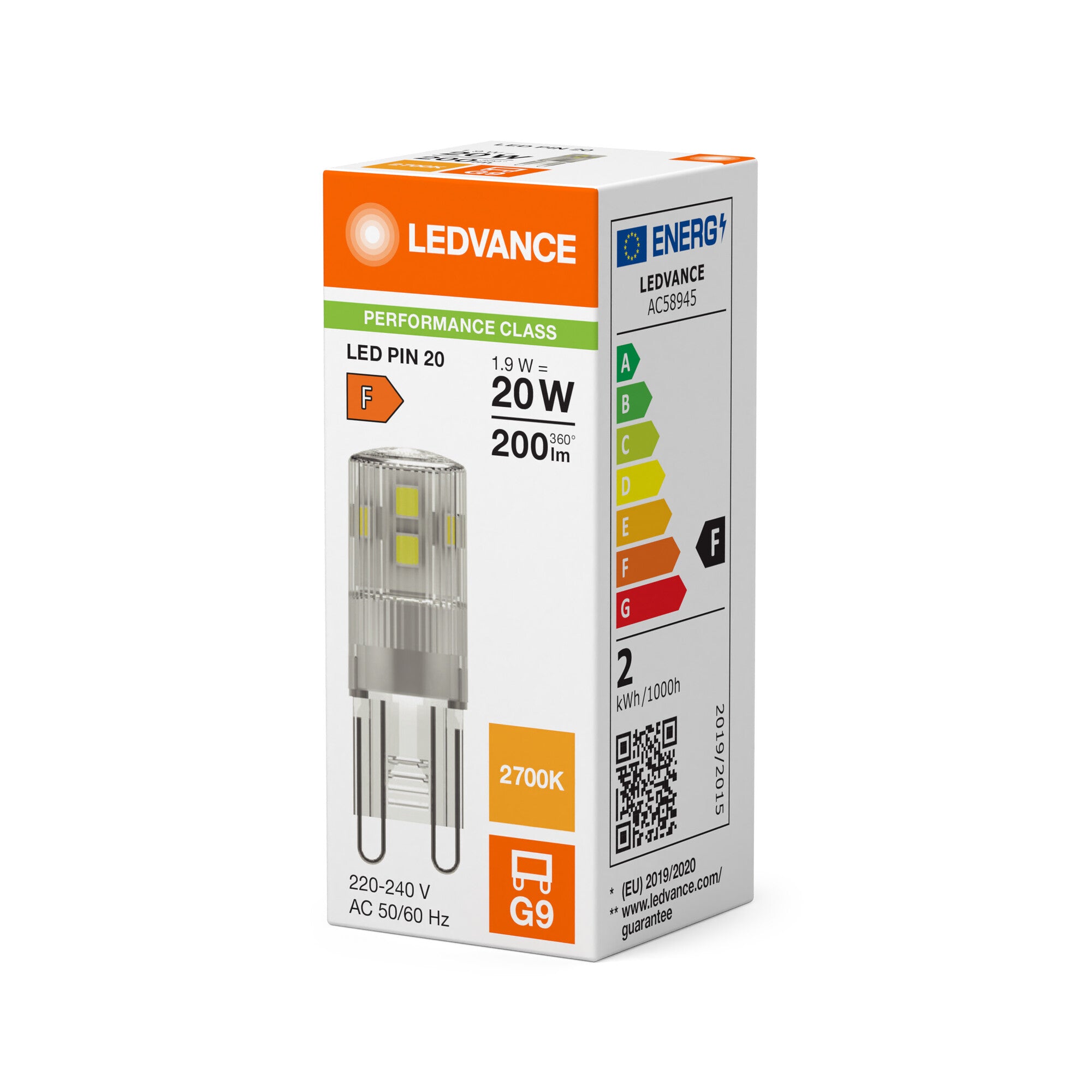 LED PIN KLAR 1,9W/827 (20W) G9