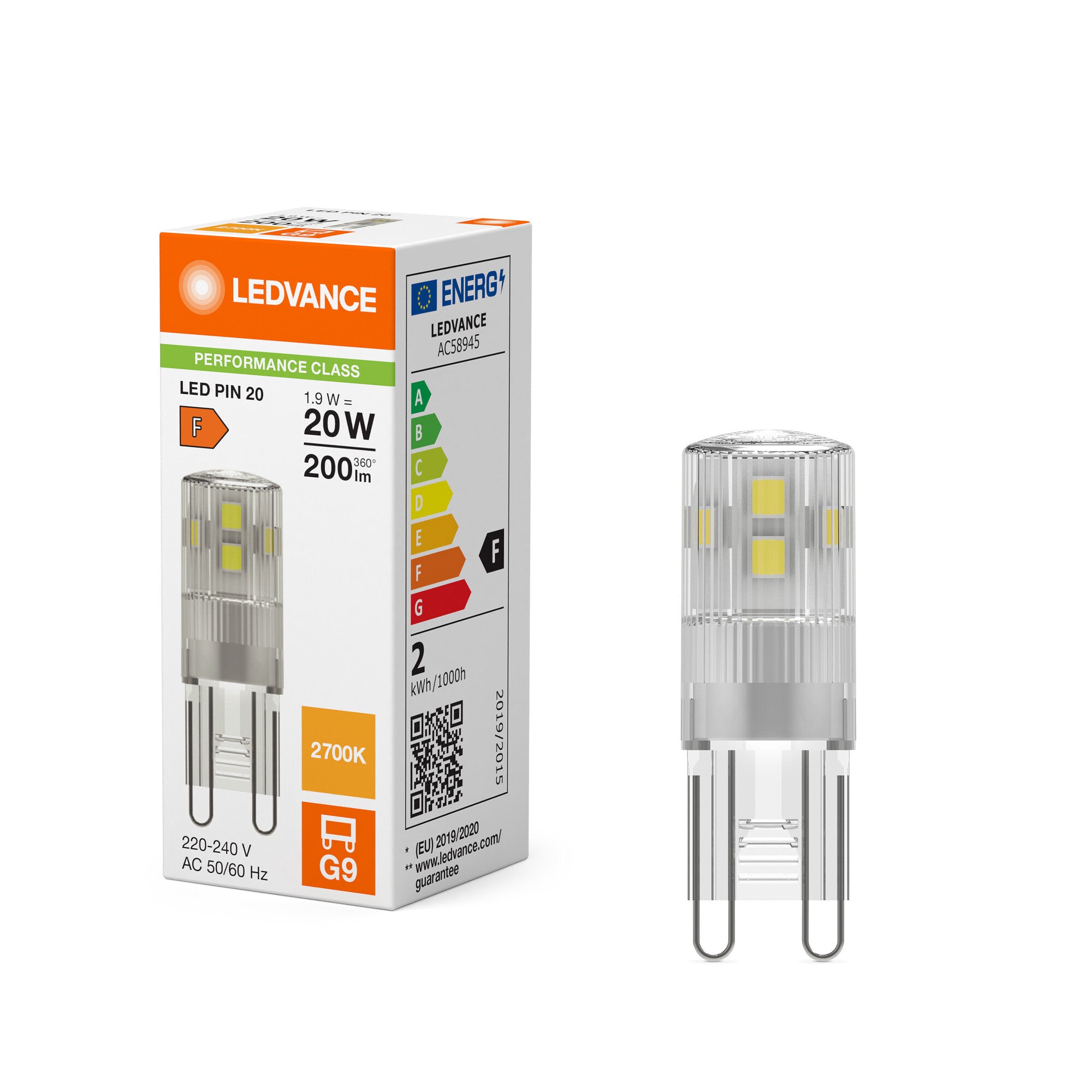 LED PIN KLAR 1,9W/827 (20W) G9