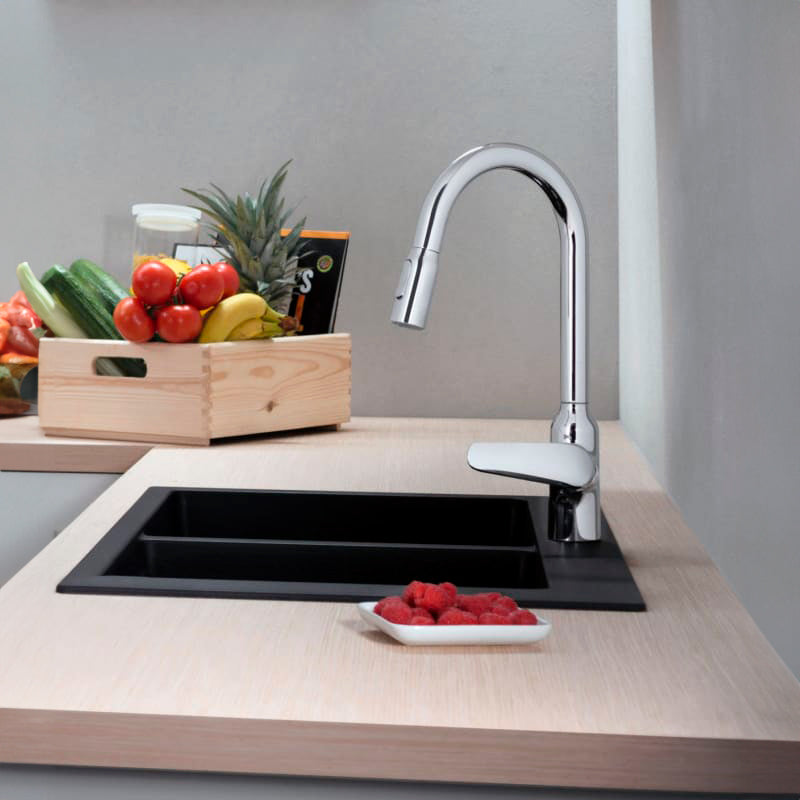 Hansgrohe Focus M41 køkkenarmatur 240 med udtræksbruser, 2jet, krom