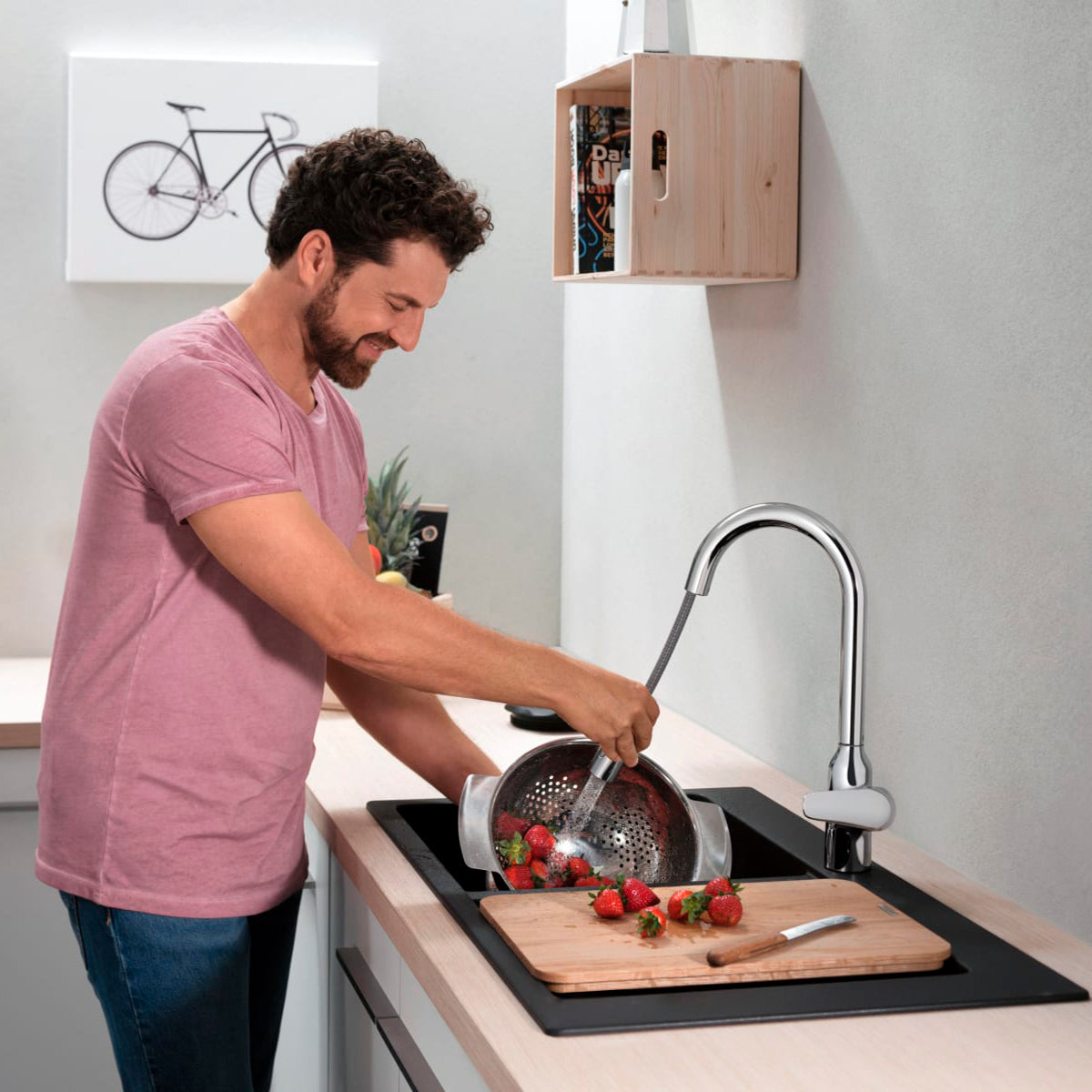 Hansgrohe Focus M41 køkkenarmatur 240 med udtræksbruser, 2jet, krom