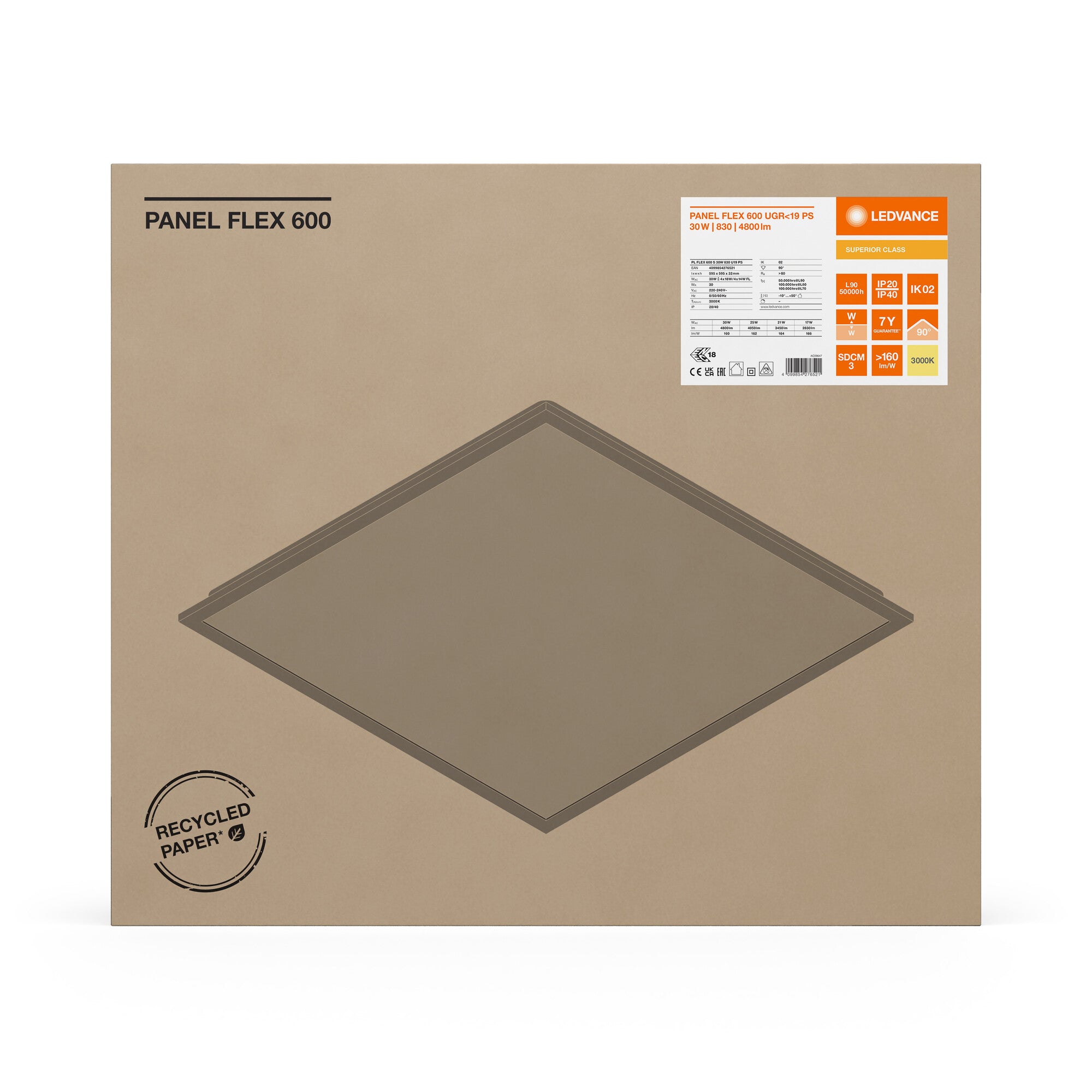 PANEL FLEX PS 30W/830 60X60 UGR19