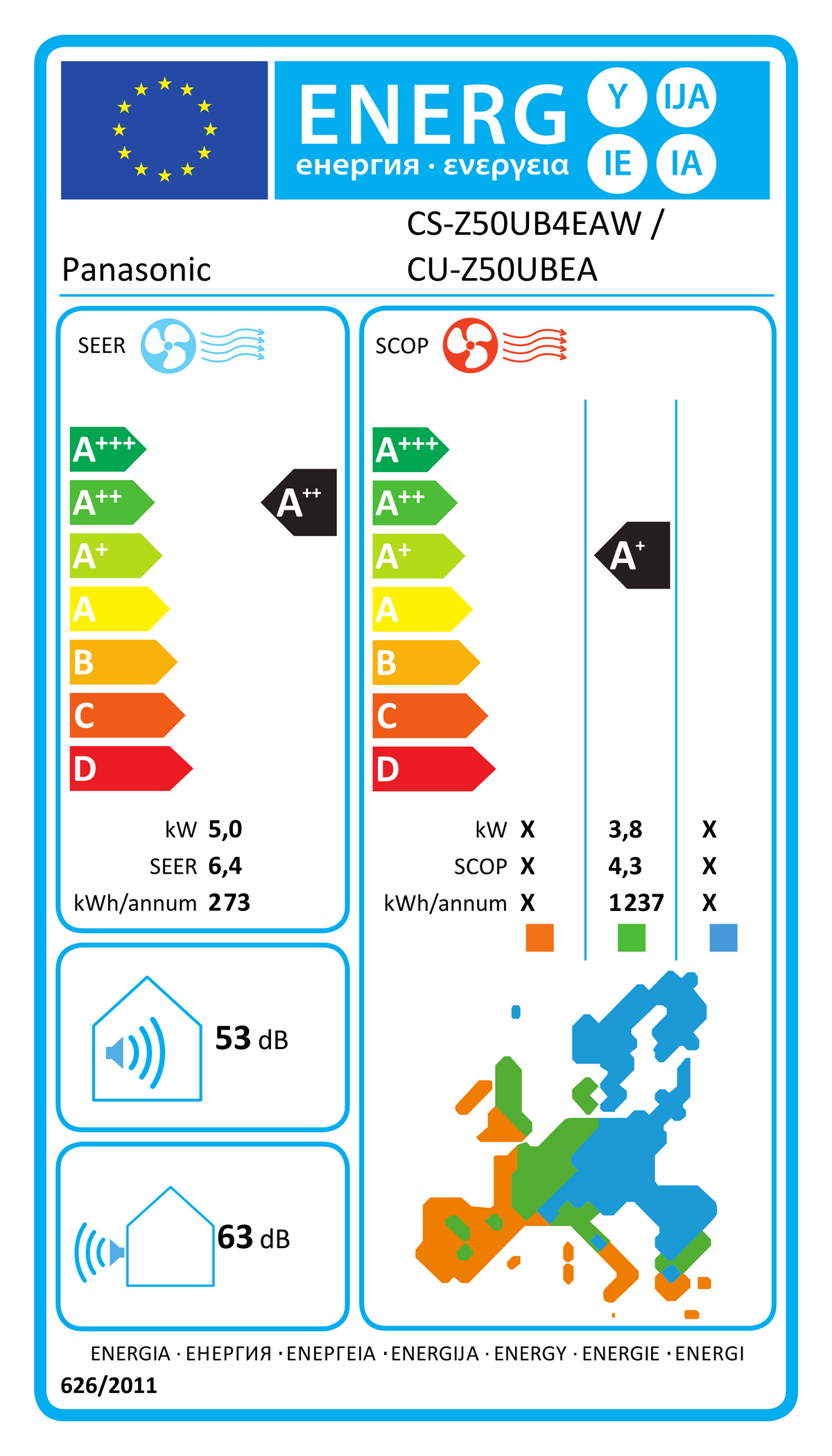 Varmepumpe, Luft/luft, Udedel, 5.0kW, for R32 kølemiddel