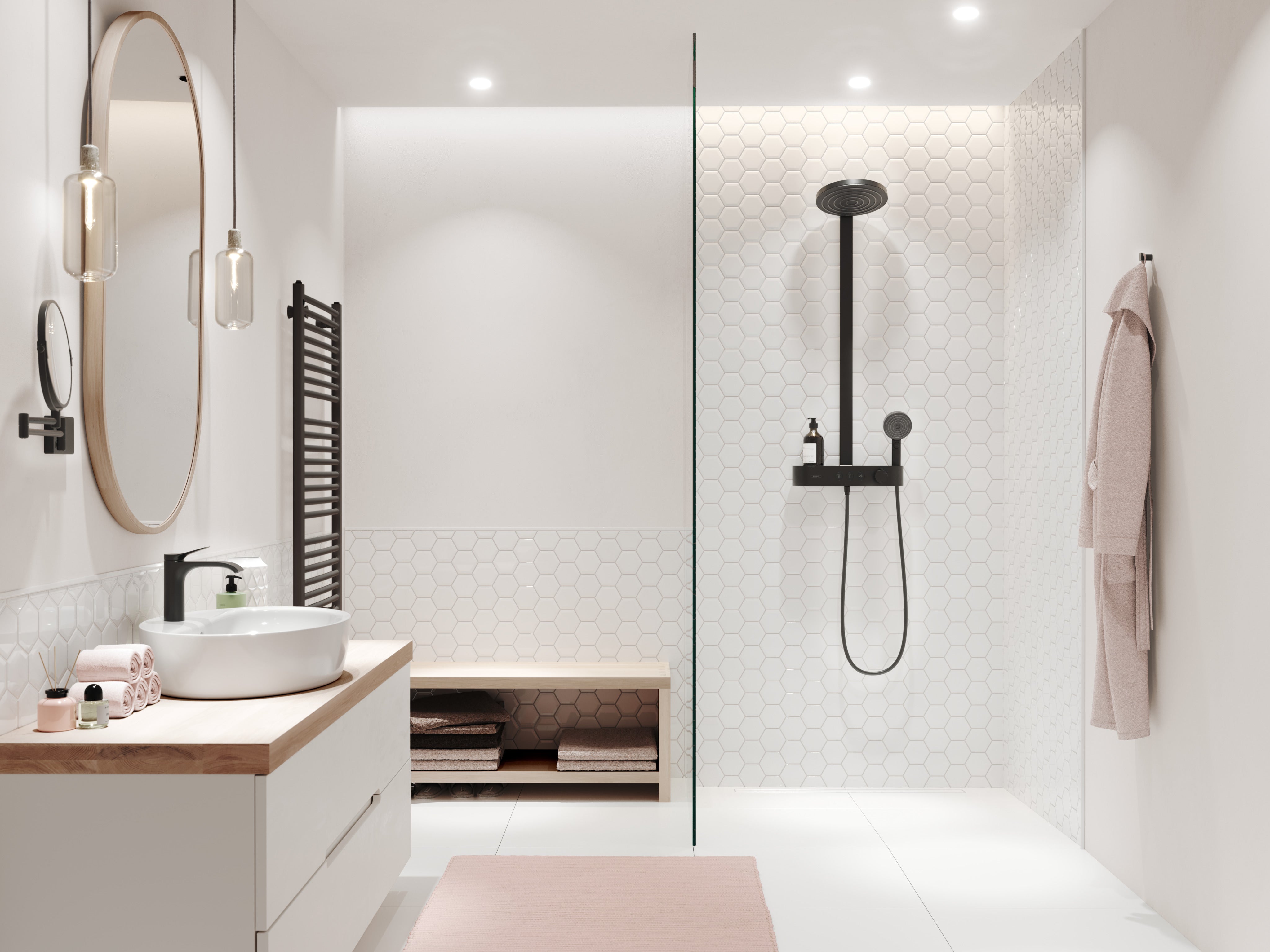 Hansgrohe Pulsify S 2jet brusesystem med EcoSmart ø260mm, mat sort
