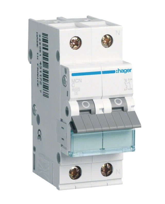 Automatsikring 1P+N C 16A 6kA 2M MCN516E