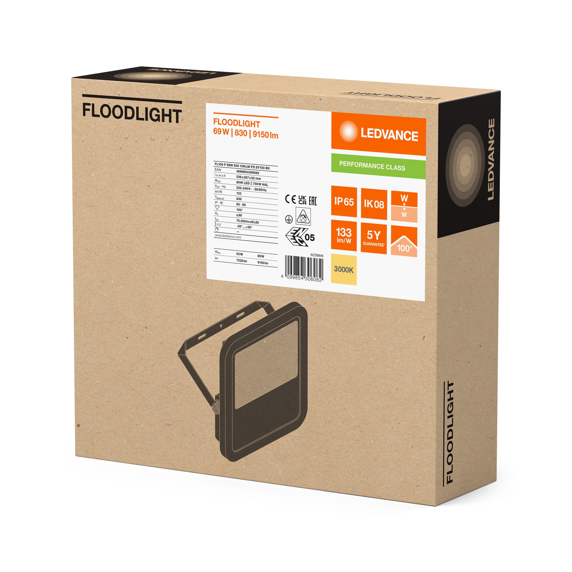 FLOOD PFM 69W/830 SORT