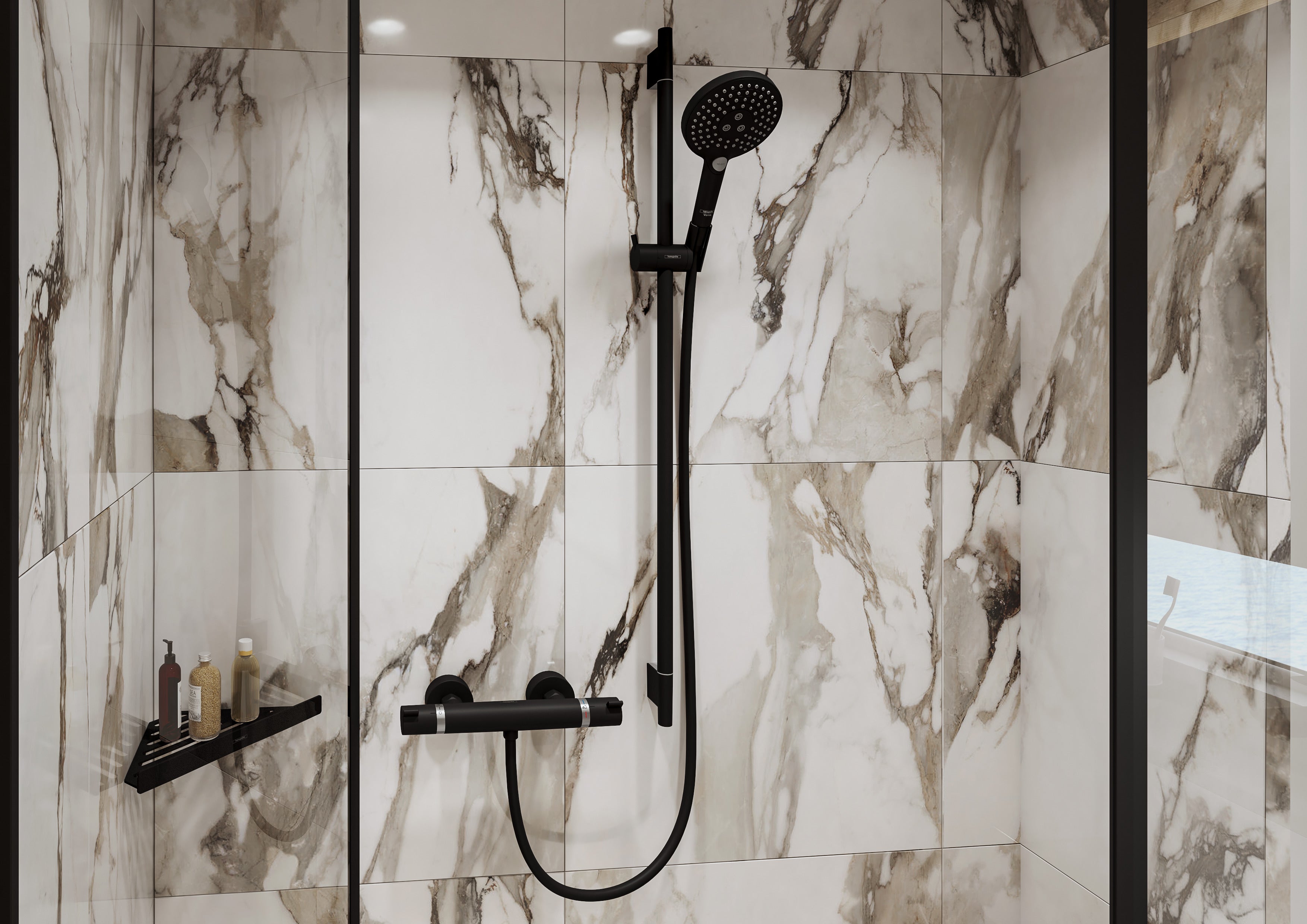Hansgrohe Unica S Puro bruserstang med bruserslange, mat sort