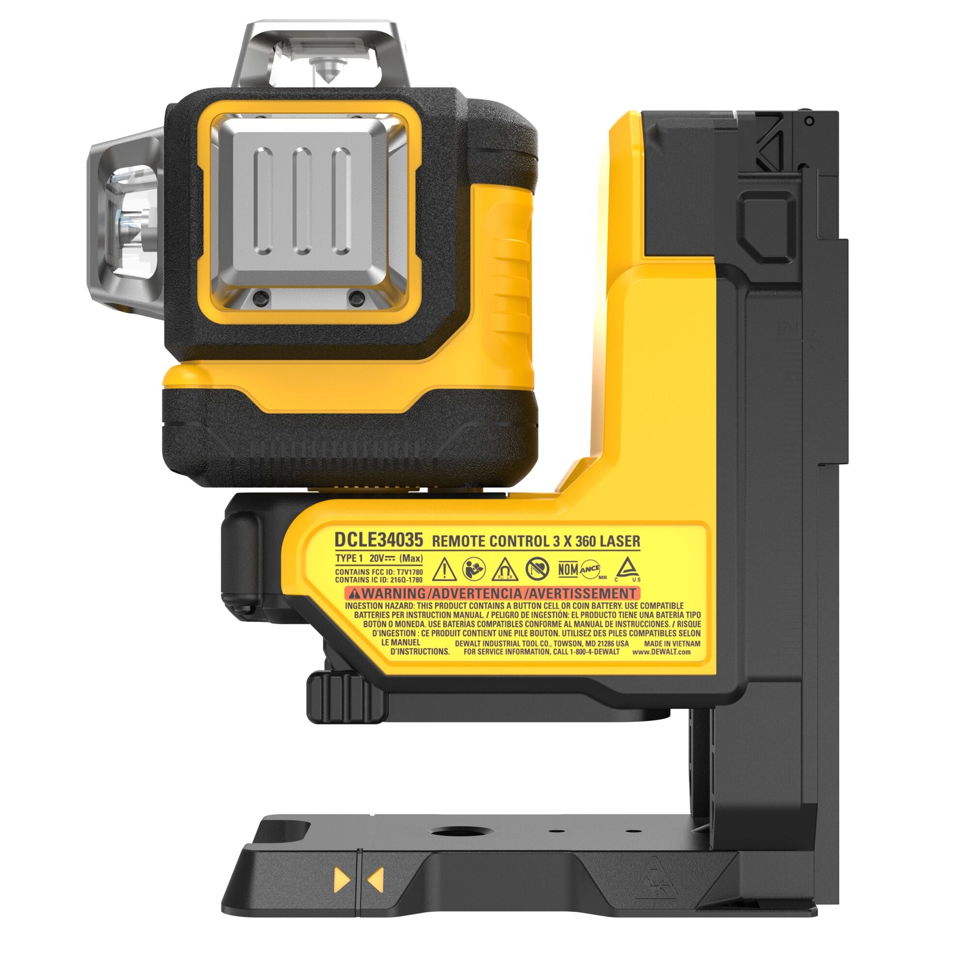 DEWALT 18V XR 3x360° fjernbetjent laser DCLE34035B-XJ, grøn