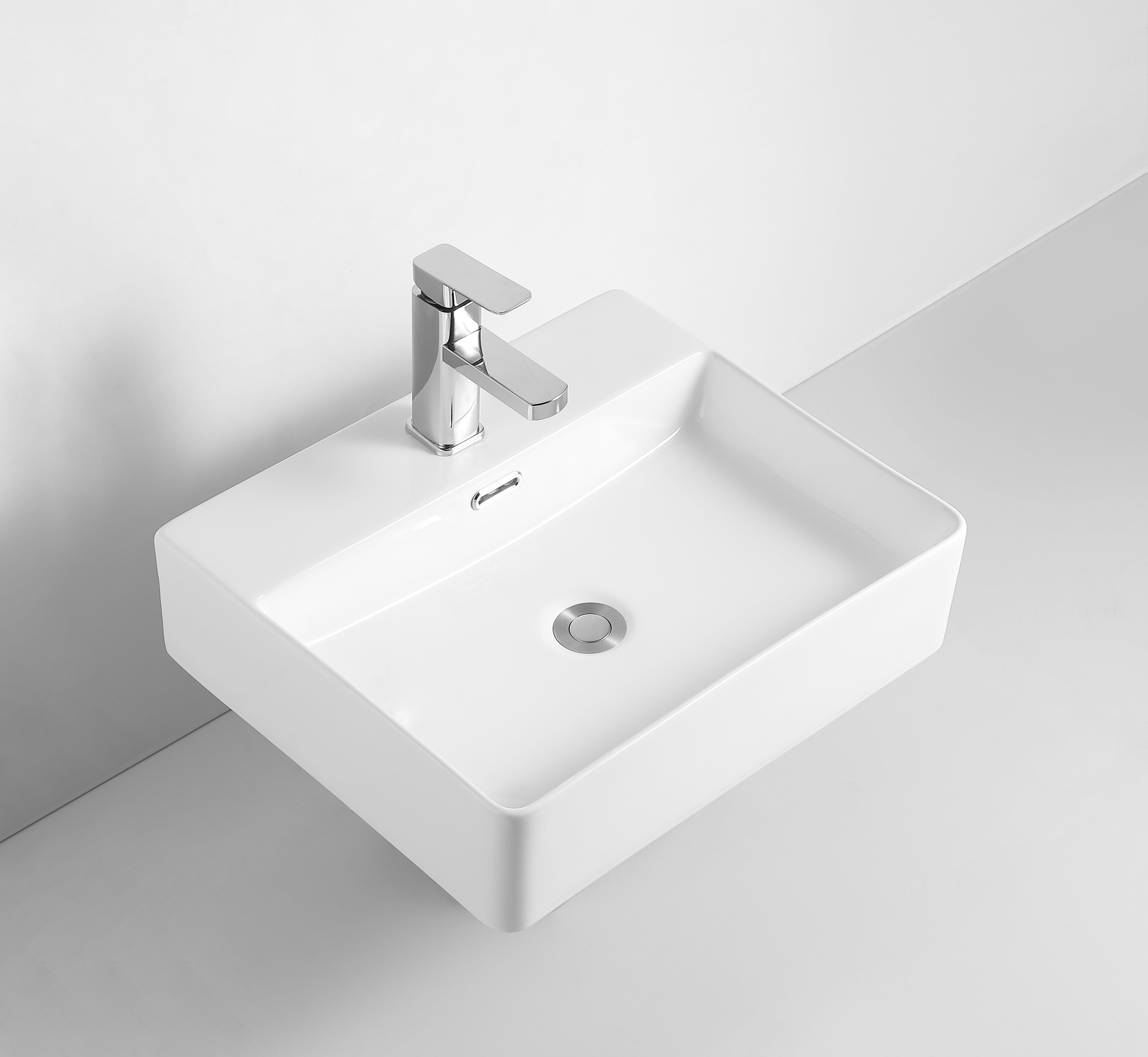 Lavabo Boxo 500 porcelænshåndvask med hanehul, hvid