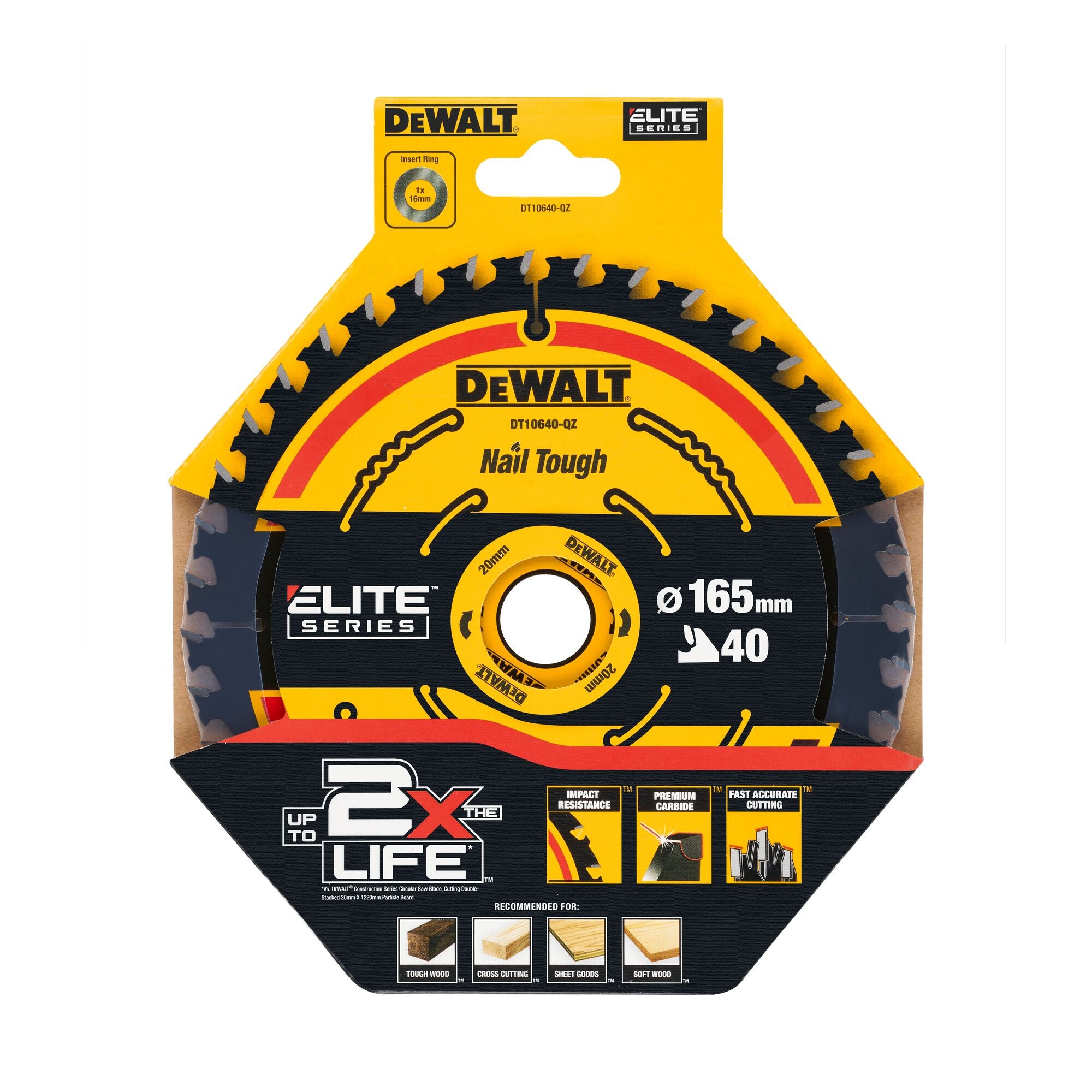 DEWALT CARBIDE ELITE rundsavklinge, Ø165/20 mm, 40 td.