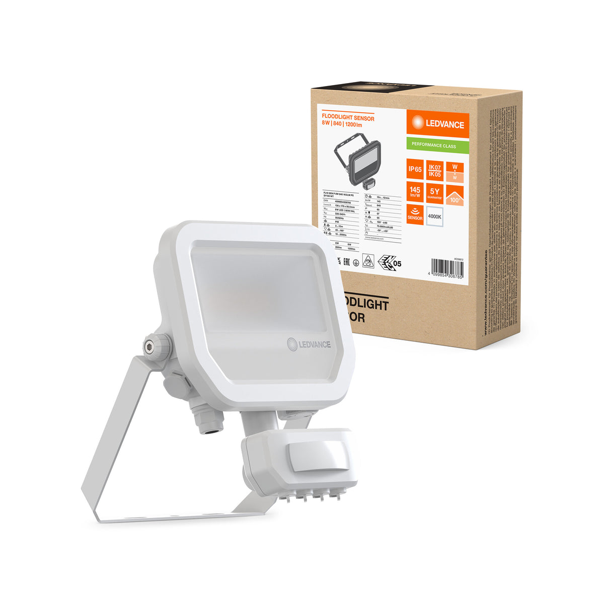 Ledvance Floodlight PFM multi lumen sensor 1200lm 8W/840 IP66 hv