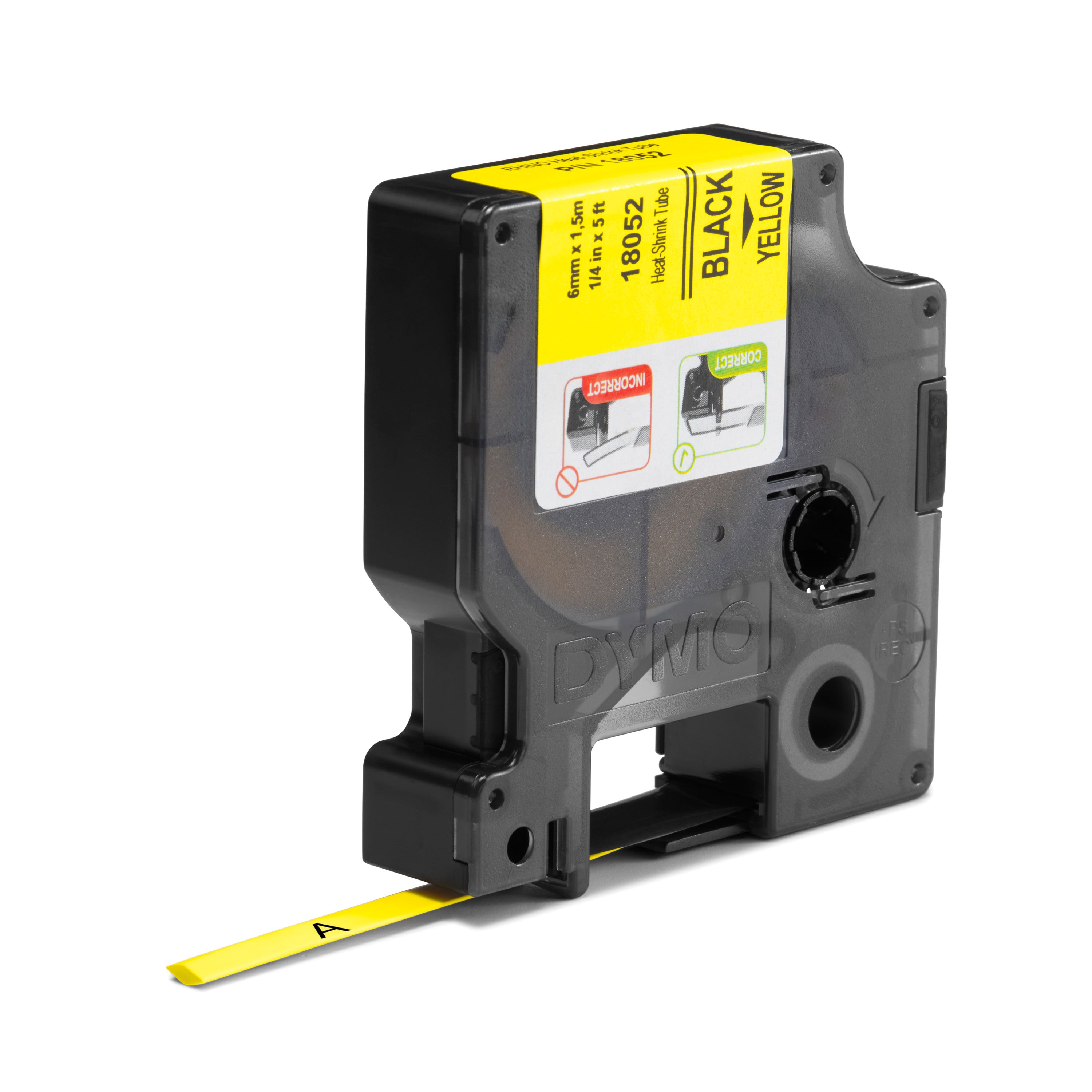 DYMO Rhino industri tape krympeflex sort på gul 6mmx1,5m