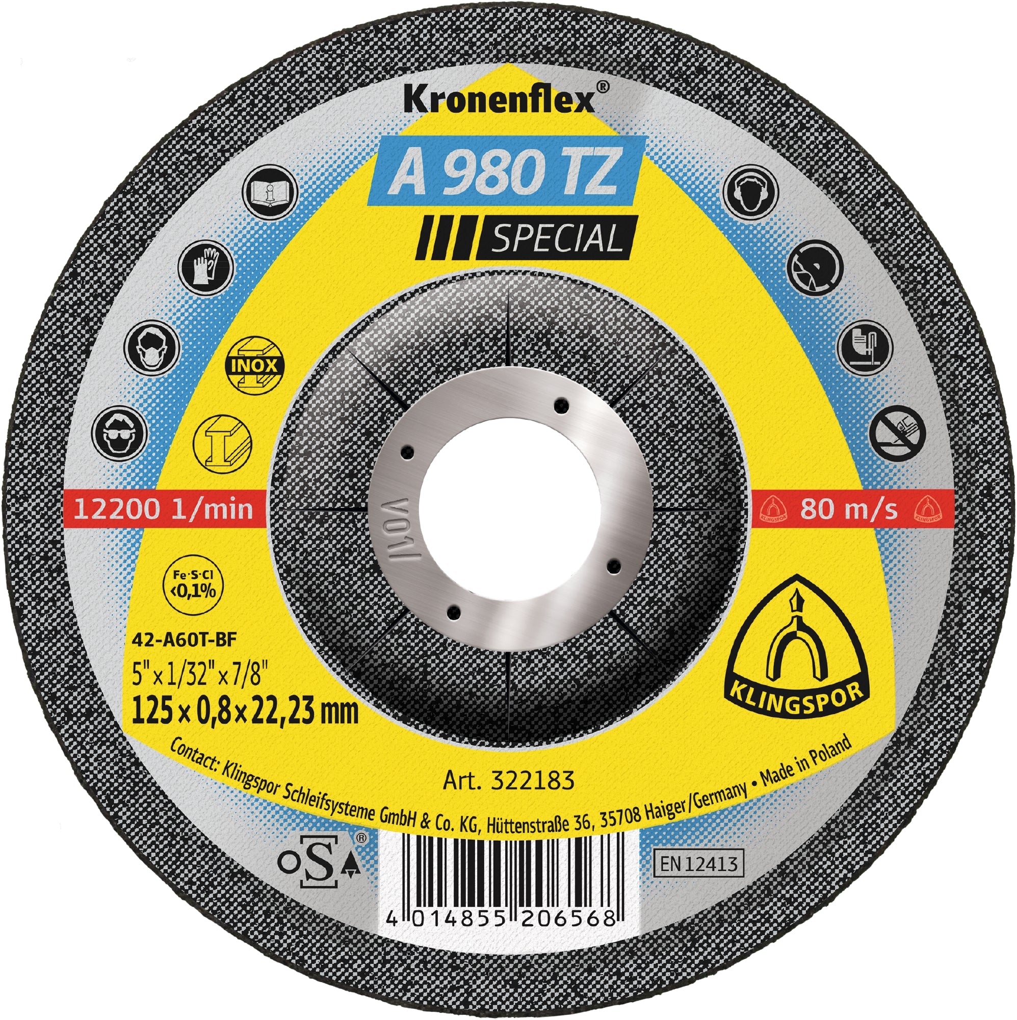 Klingspor skæreskive A 980 TZ SPECIAL, 125 x 0,8 mm, 25 stk.