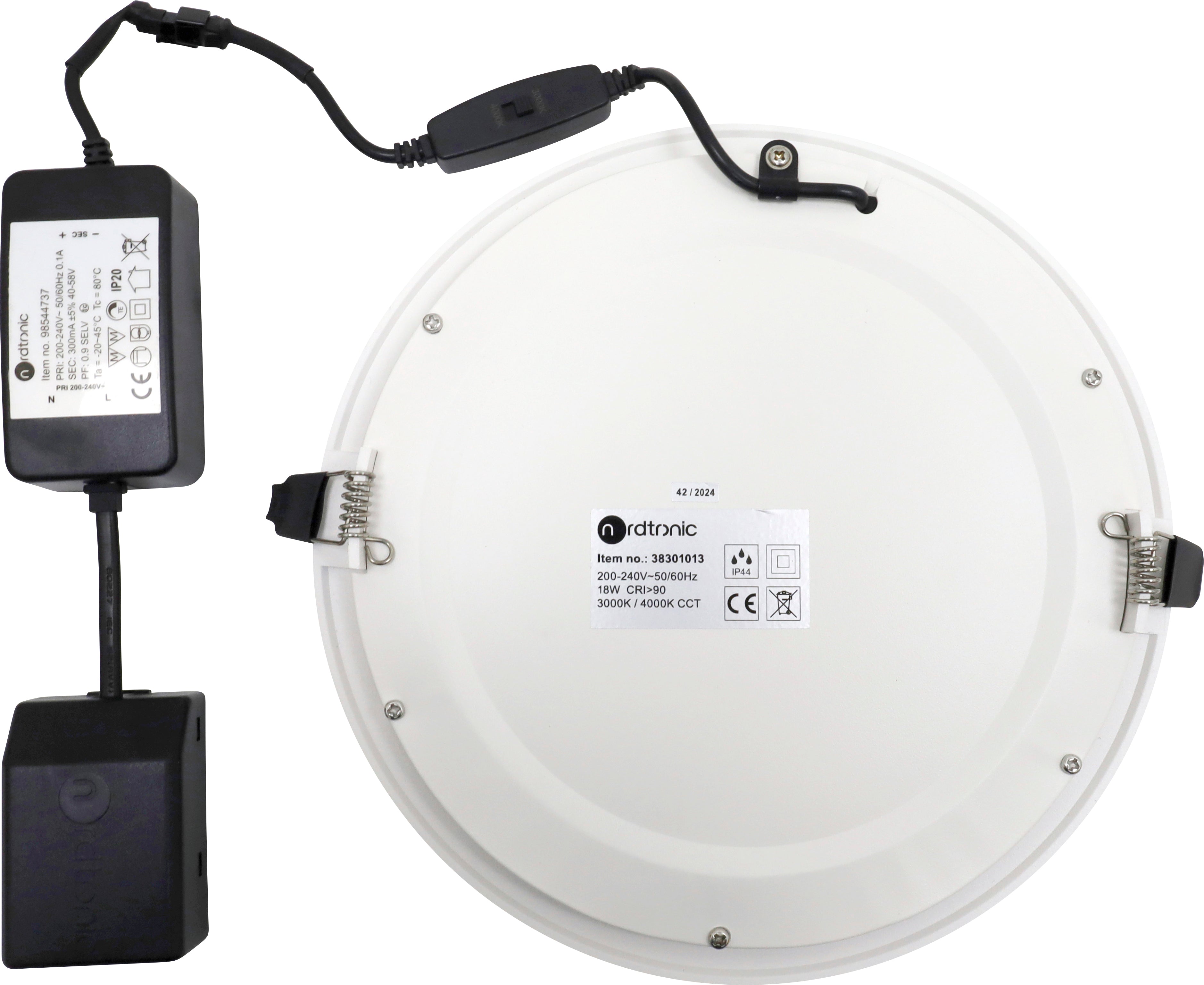 Downlight Lucette G2, 18W CCT 3000/4000K, Ø224 mm