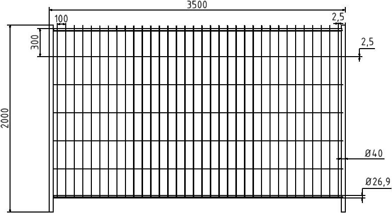 Byggepladshegn 3,5 x 2,0 m, galvaniseret