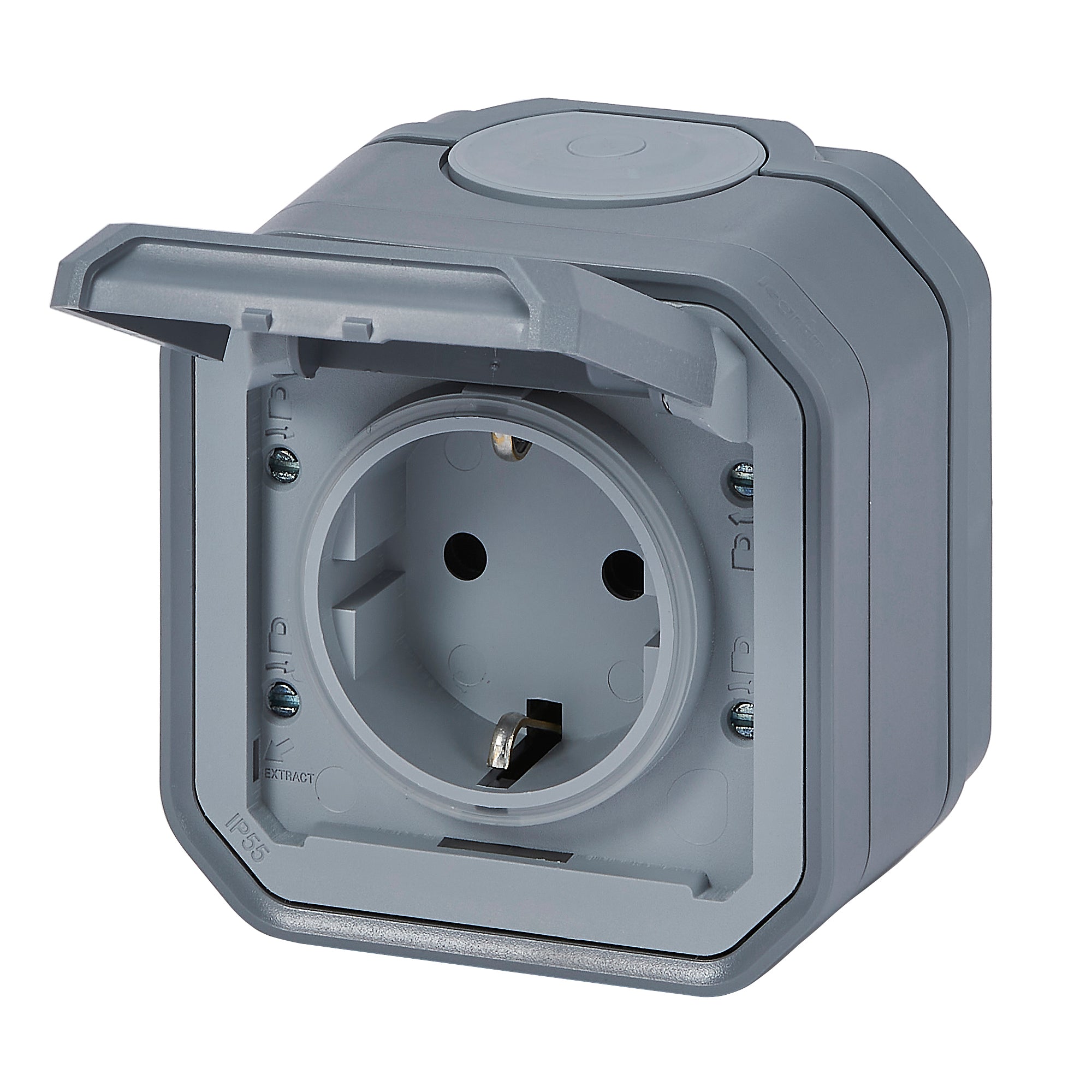 PLEXO55 SCHUKO AUTO 16A 2M GRÅ