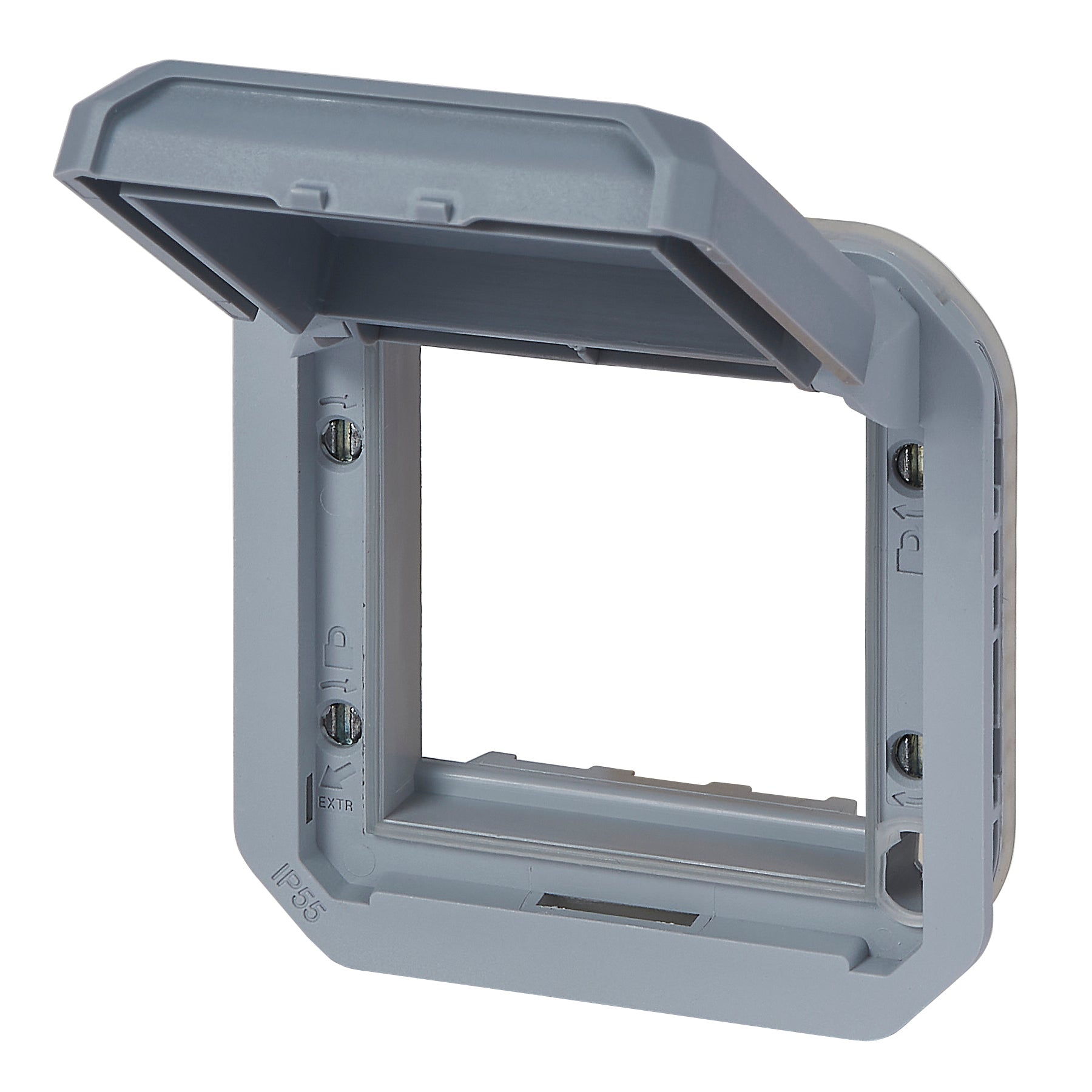 PLEXO 55  IP55 Mosaic adaptor 2 modul grå, gråt klaplåg