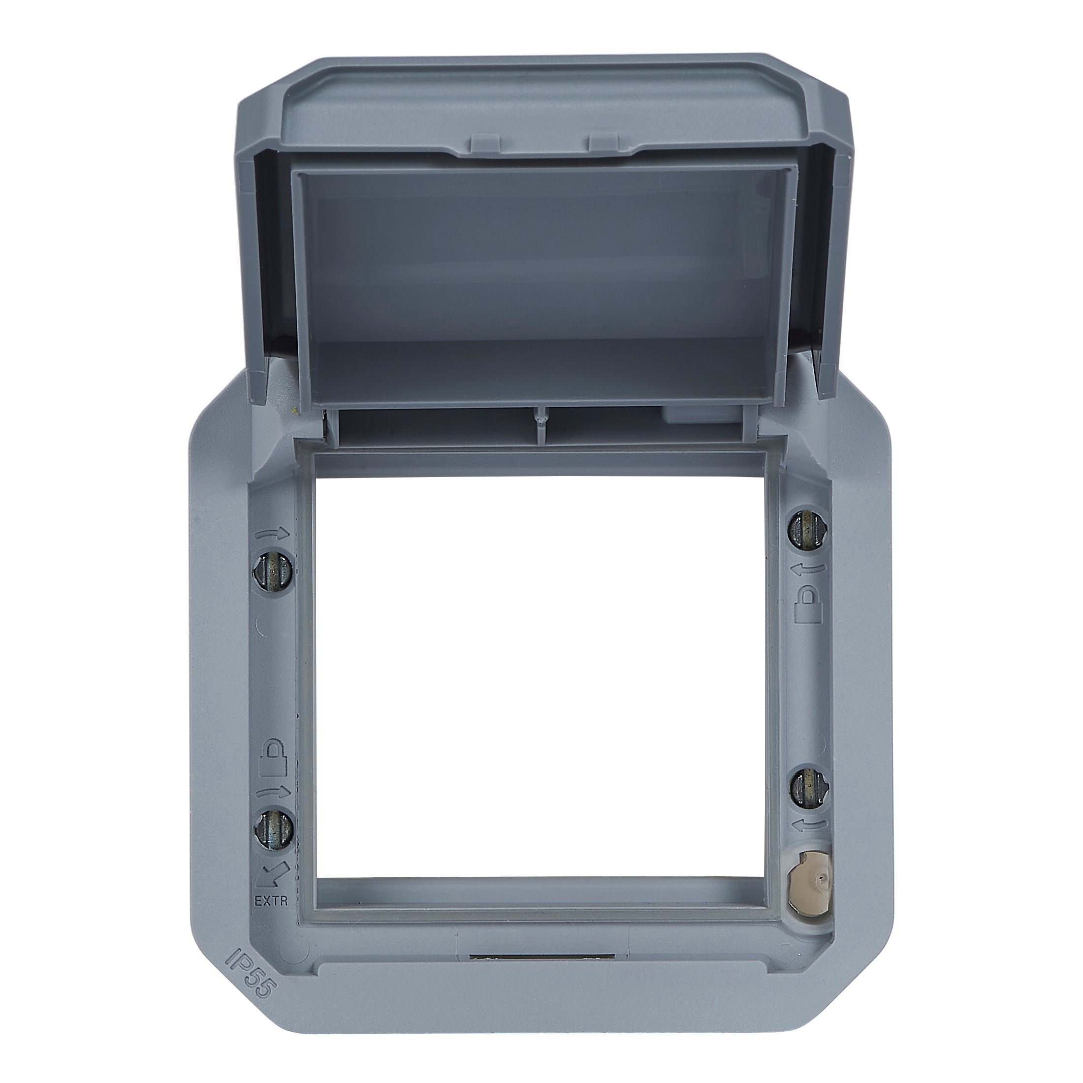 PLEXO 55  IP55 Mosaic adaptor 2 modul grå, gråt klaplåg