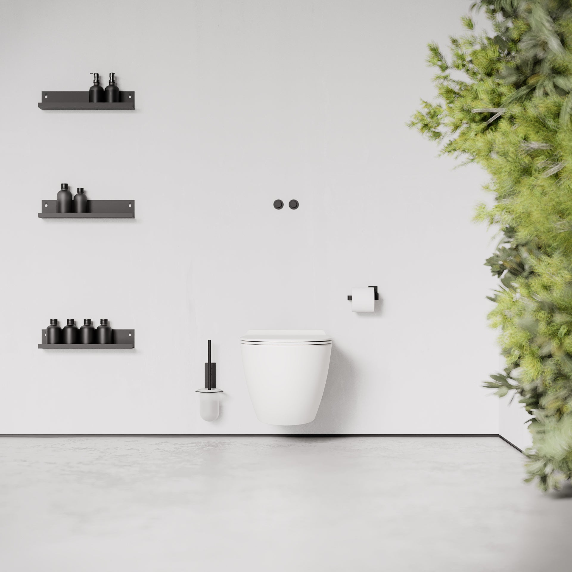 Nichba toiletrulleholder sort pulverlakeret