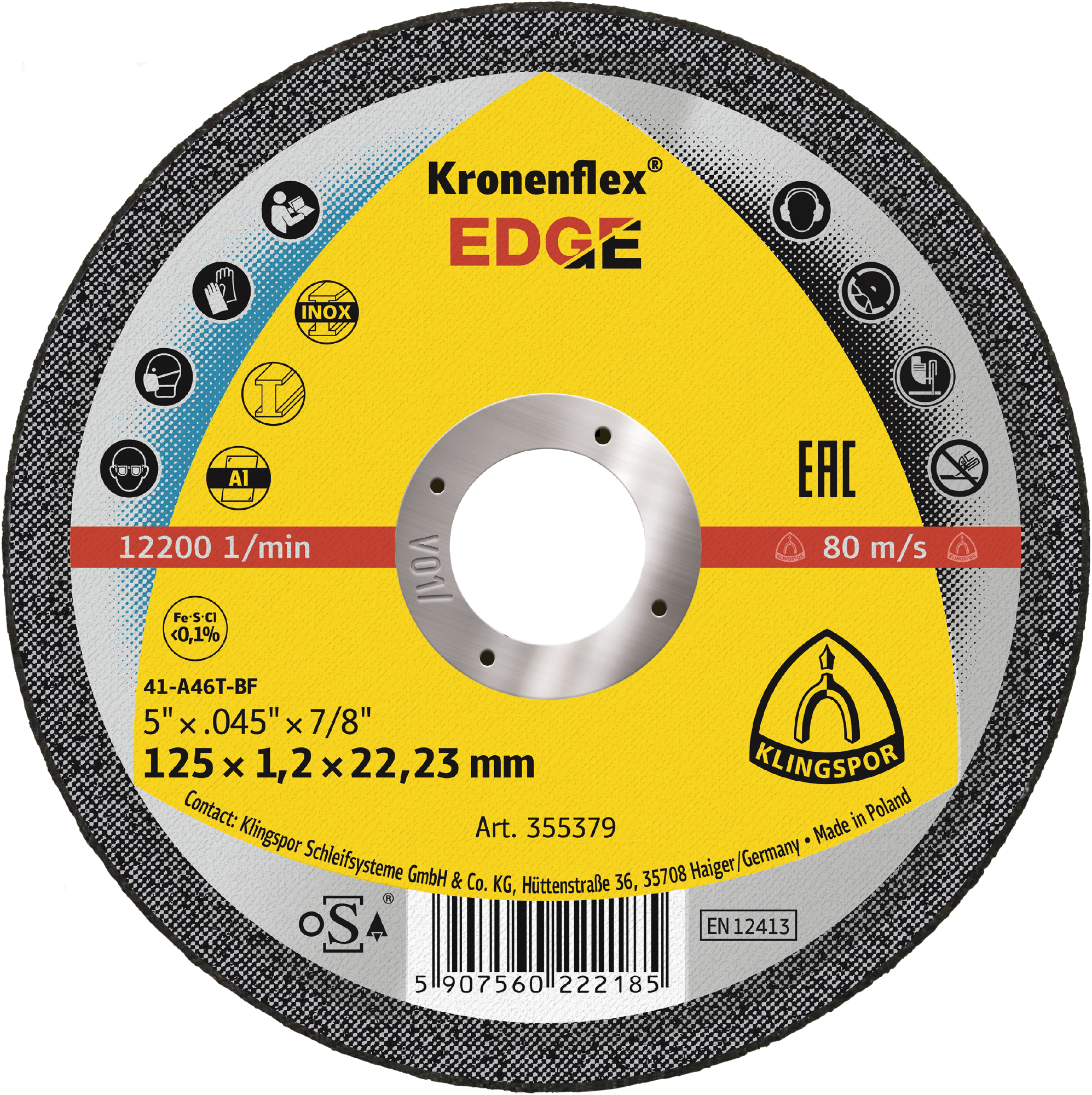 Klingspor skæreskive EDGE Special, 125 x 1,2 mm, Lige, 25 stk.