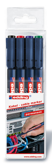 edding kabelmarkersæt, i ass. Farver, 4 stk.