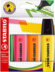 STABILO BOSS overstregningstusch 70/4, ass farver, sæt m. 4 stk.