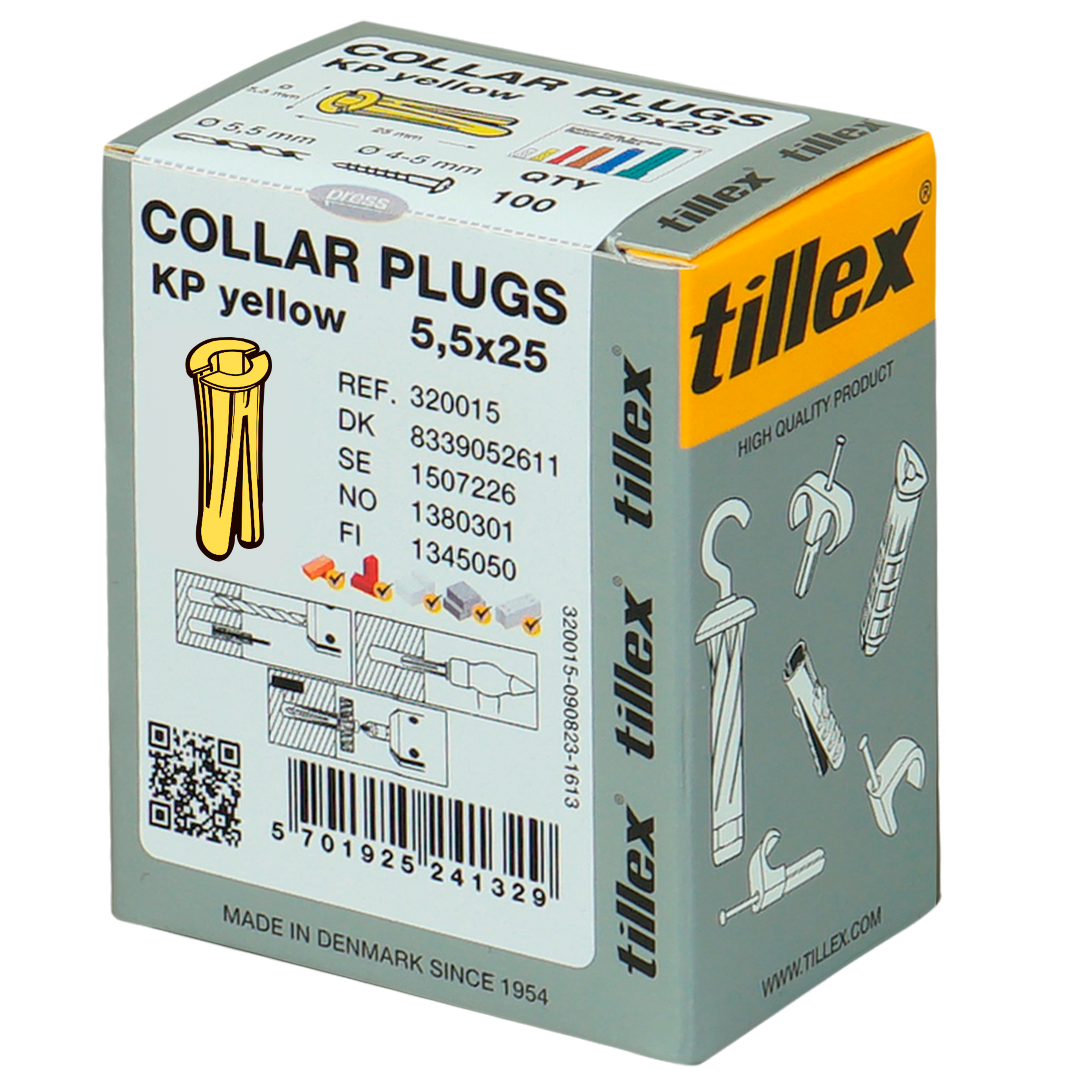 Plugs KP 5,5x25 mm gul (100)