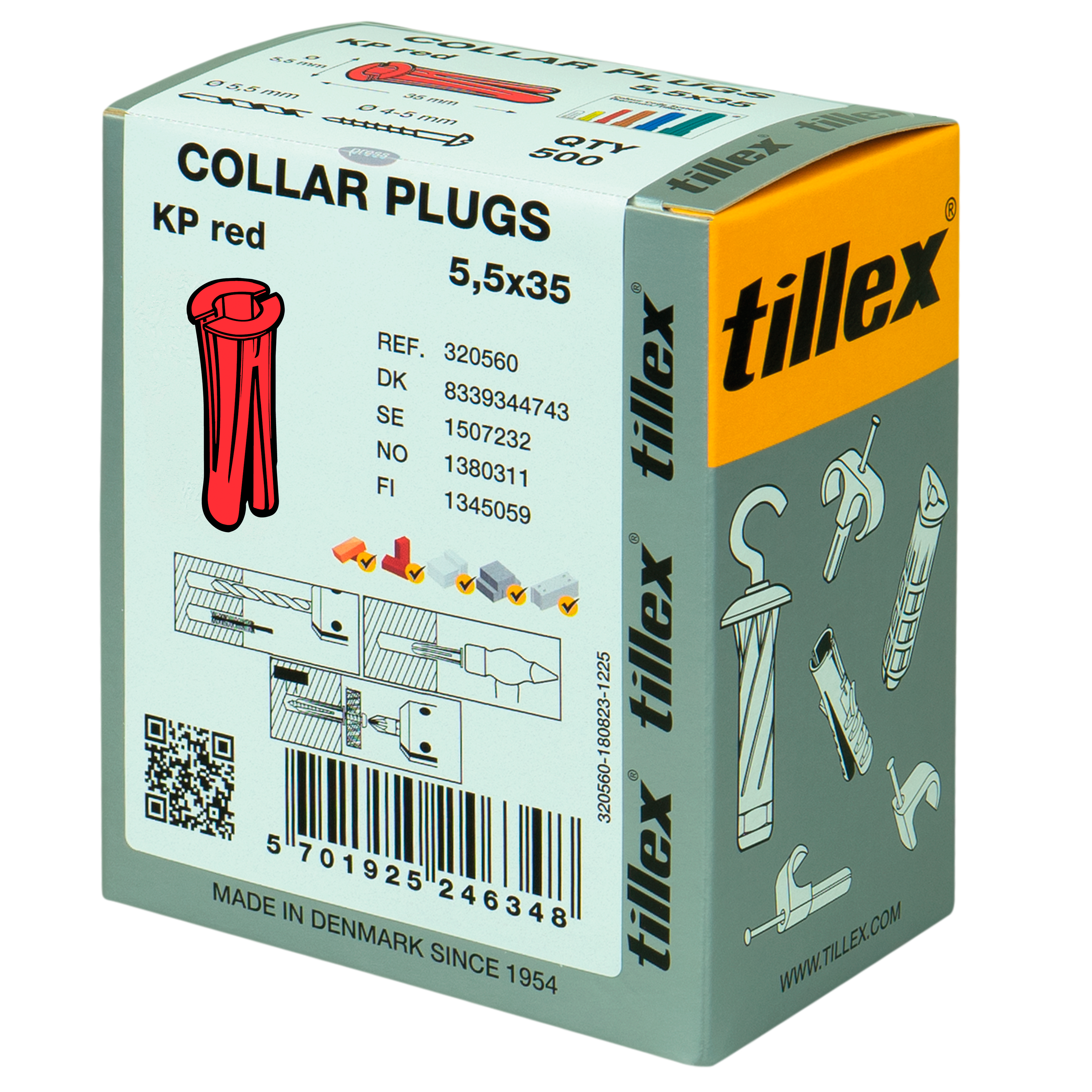 Plugs rød 5,5x35mm 500 stk i æske