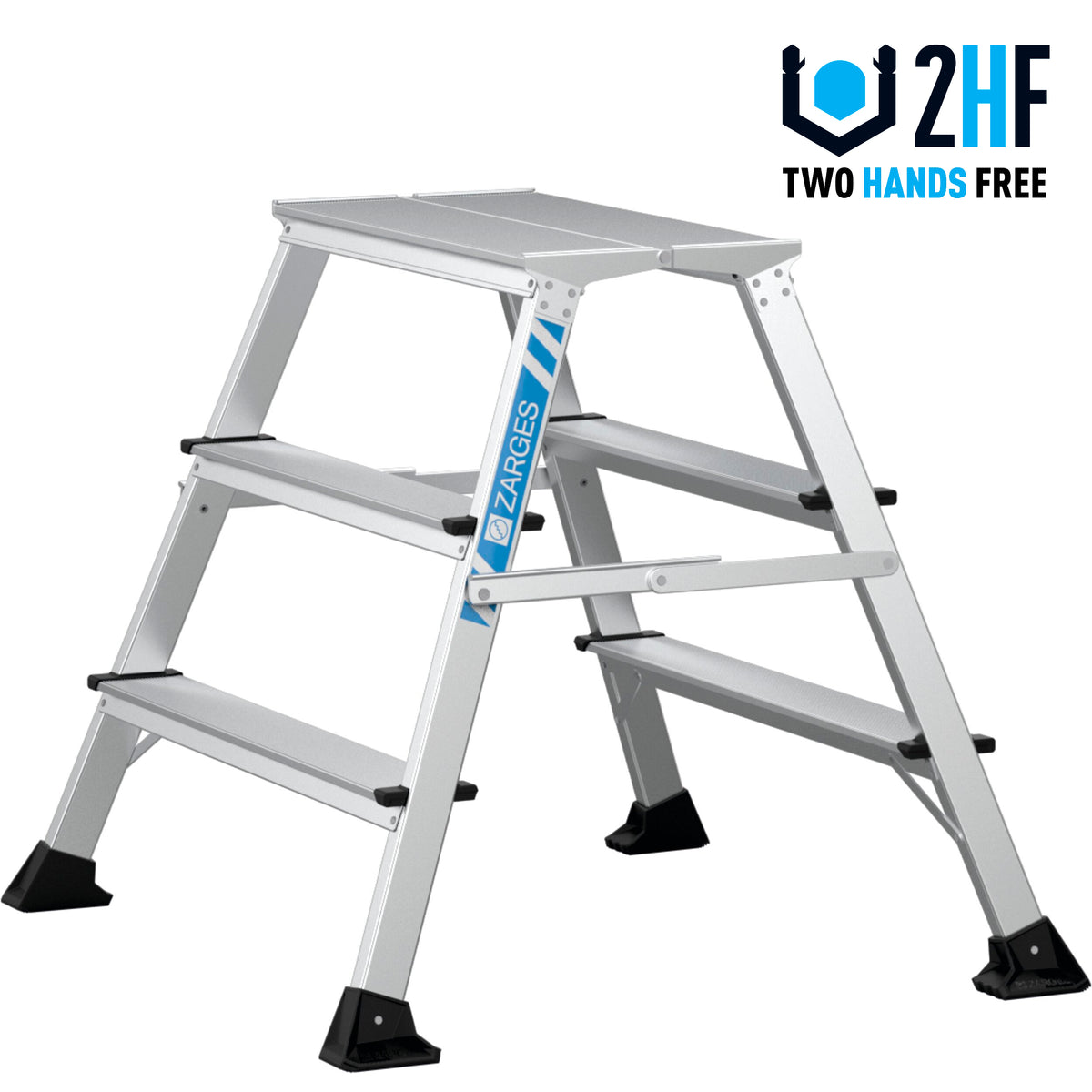 Zarges trappestige XLSTEP P, eloxeret, bred, 3 trin/0,74 m