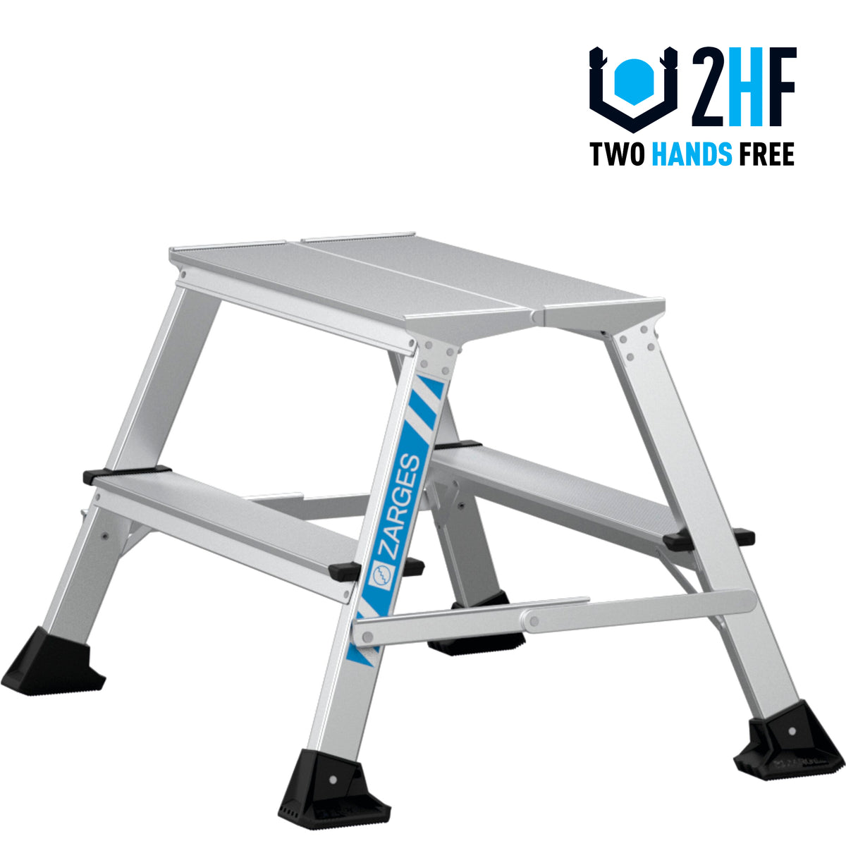 Zarges trappestige XLSTEP P, eloxeret, bred, 2 trin/0,49 m