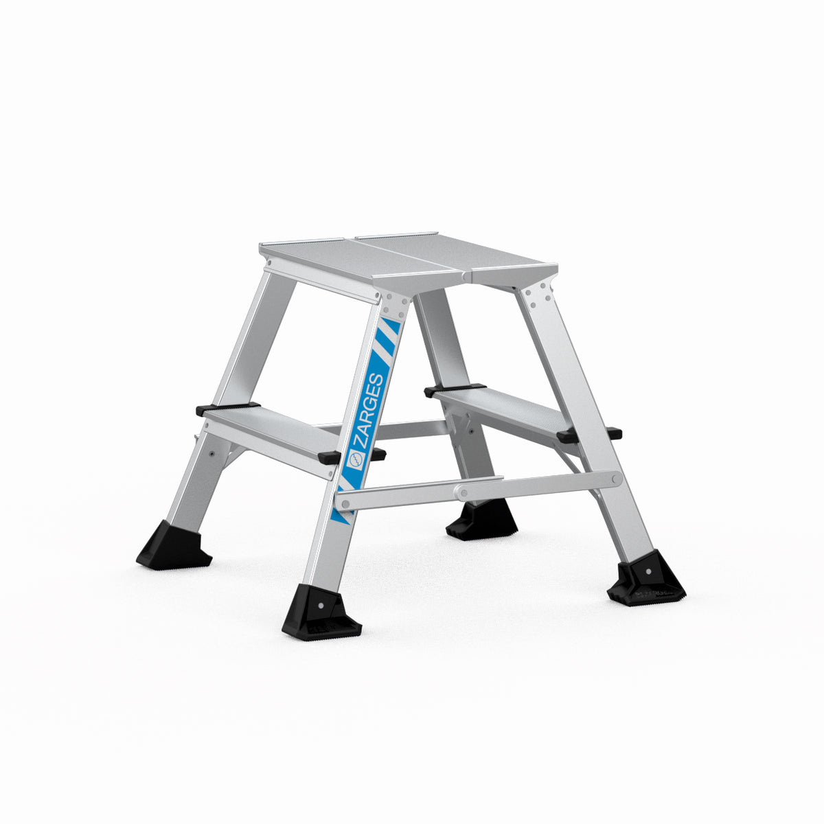 Zarges trappestige XLSTEP P, eloxeret, smal, 2 trin/0,49 m