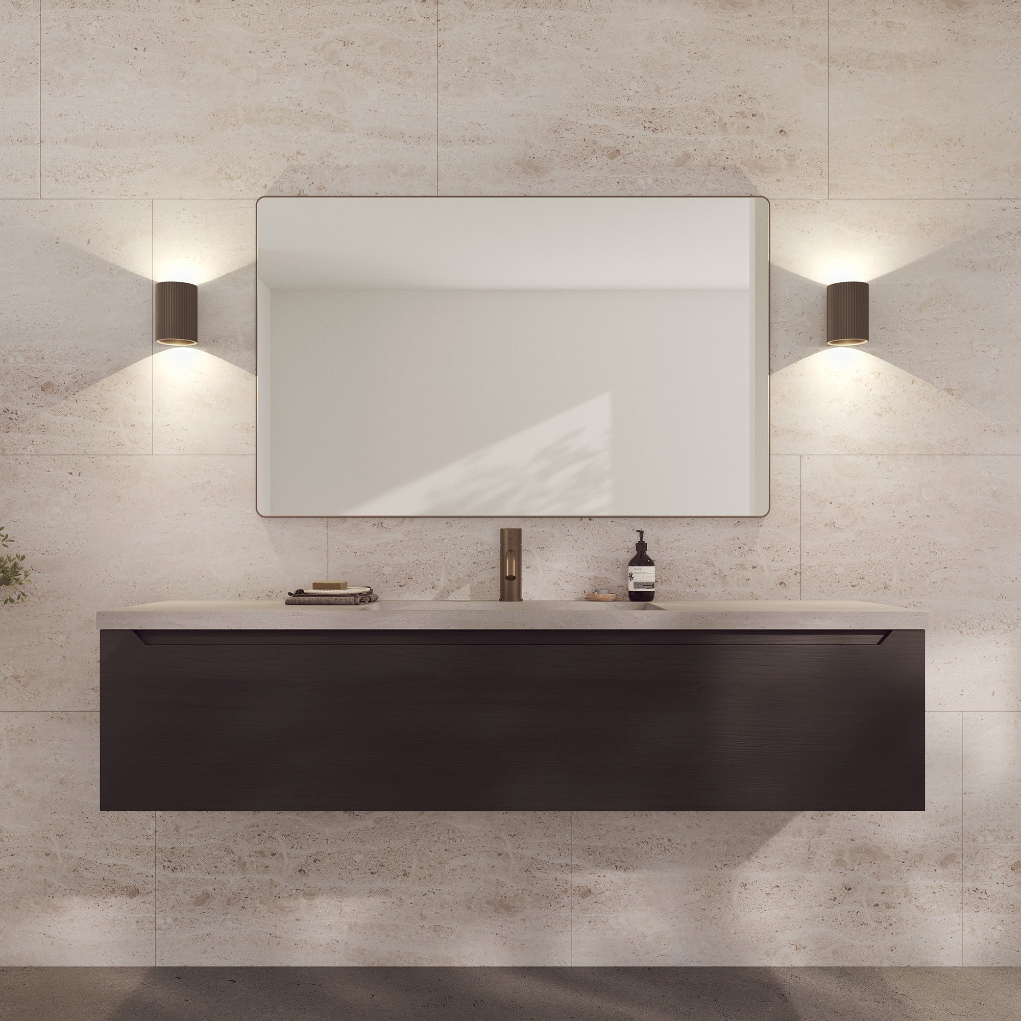 Loevschall Refine spejl med ramme, bruneret messing, 75x120 cm